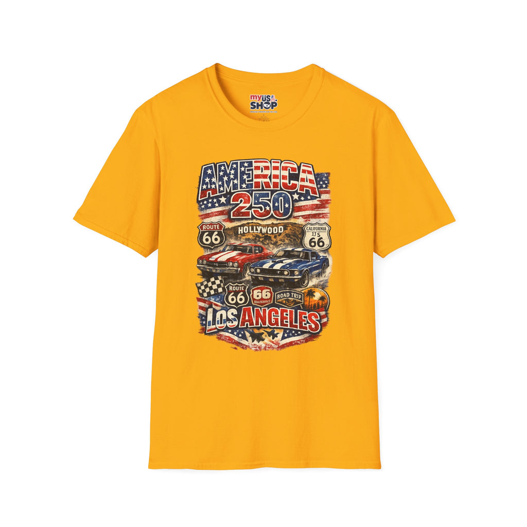 America 250 Los Angeles Route 66 Hollywood Muscle Cars Road Trip California Tee