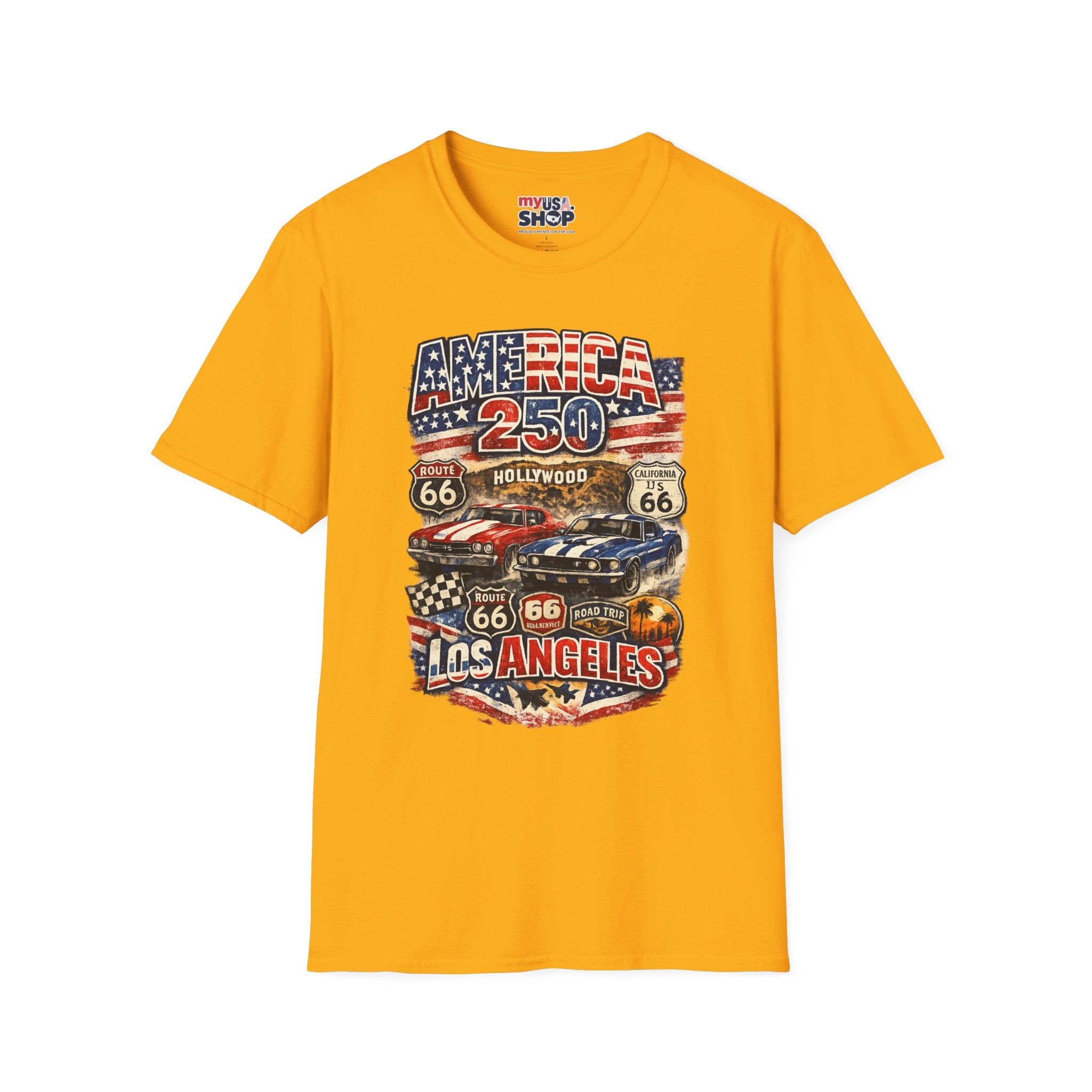 America 250 Los Angeles Route 66 Hollywood Muscle Cars Road Trip California Tee