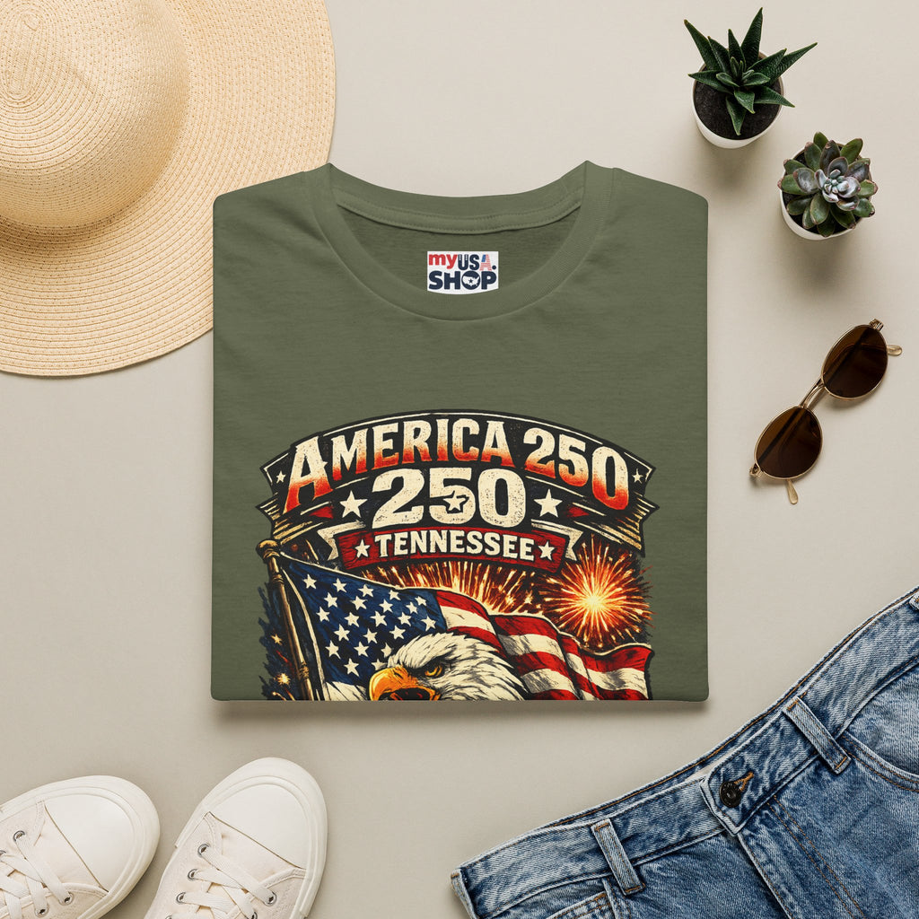 America 250 Tennessee Shirt — Land of the Free Patriotic Eagle Tee
