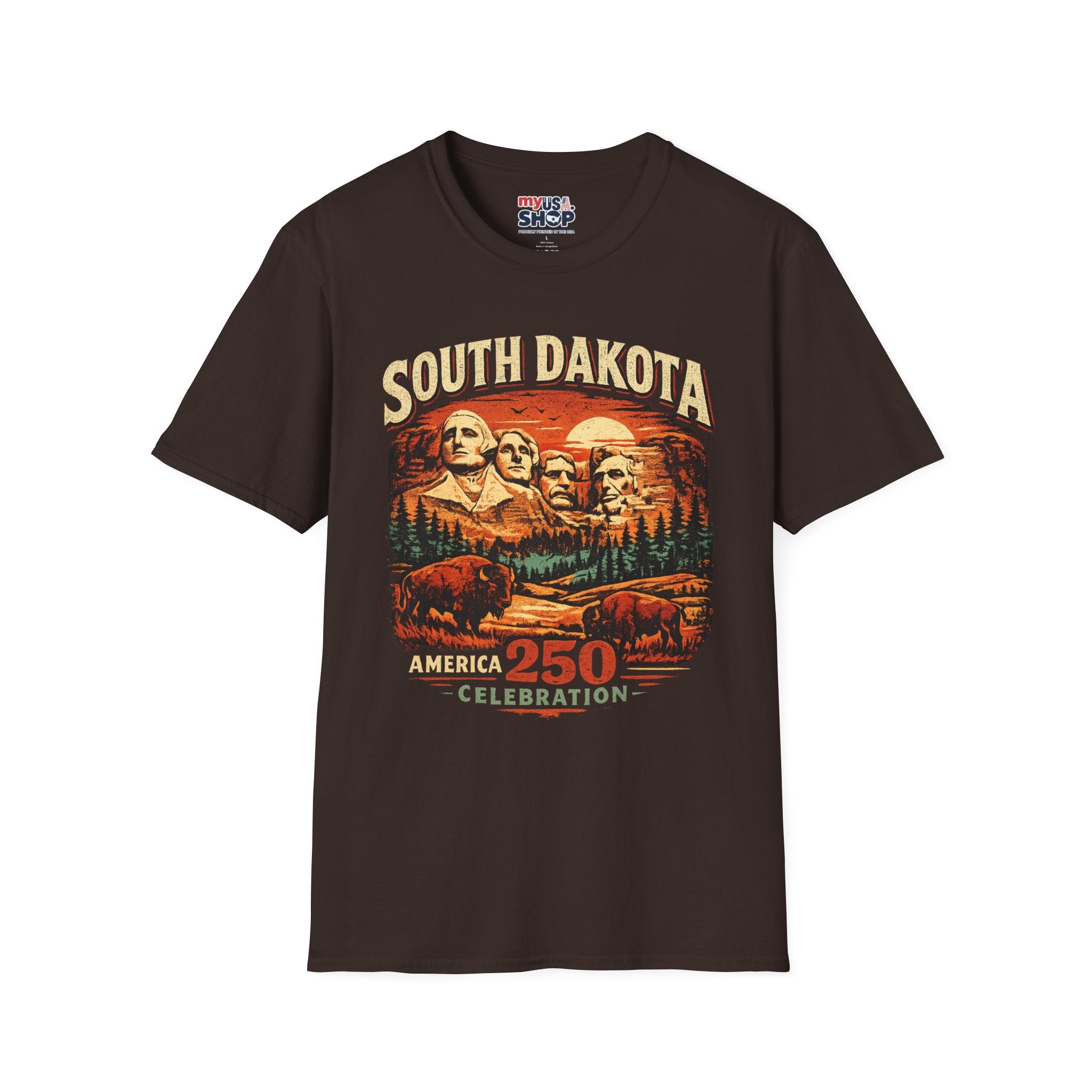 America 250 South Dakota Shirt — Sunset Mount Rushmore Celebration Tee
