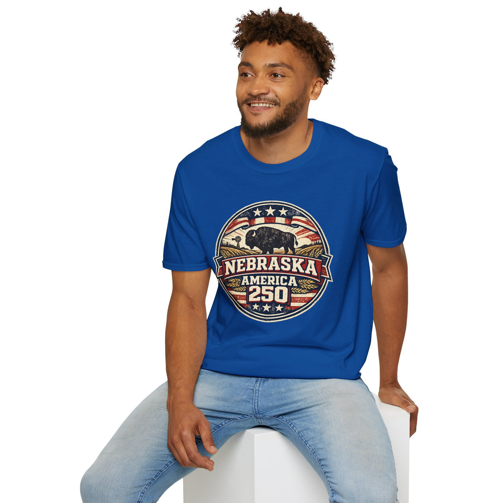 Nebraska Buffalo Retro T-Shirt — America 250 Vintage State Pride Tee