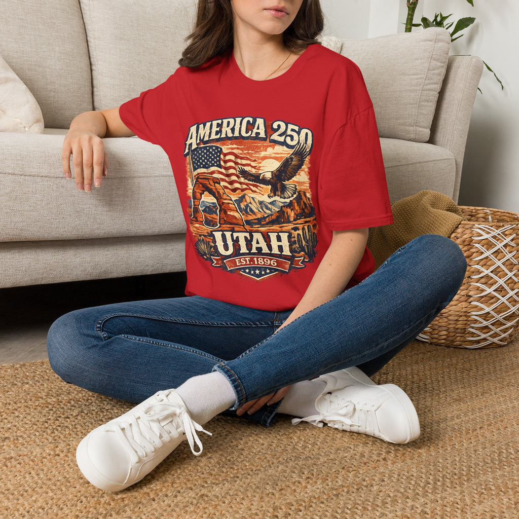 America 250 Utah T‑Shirt — Vintage Patriotic Eagle & Flag Tee