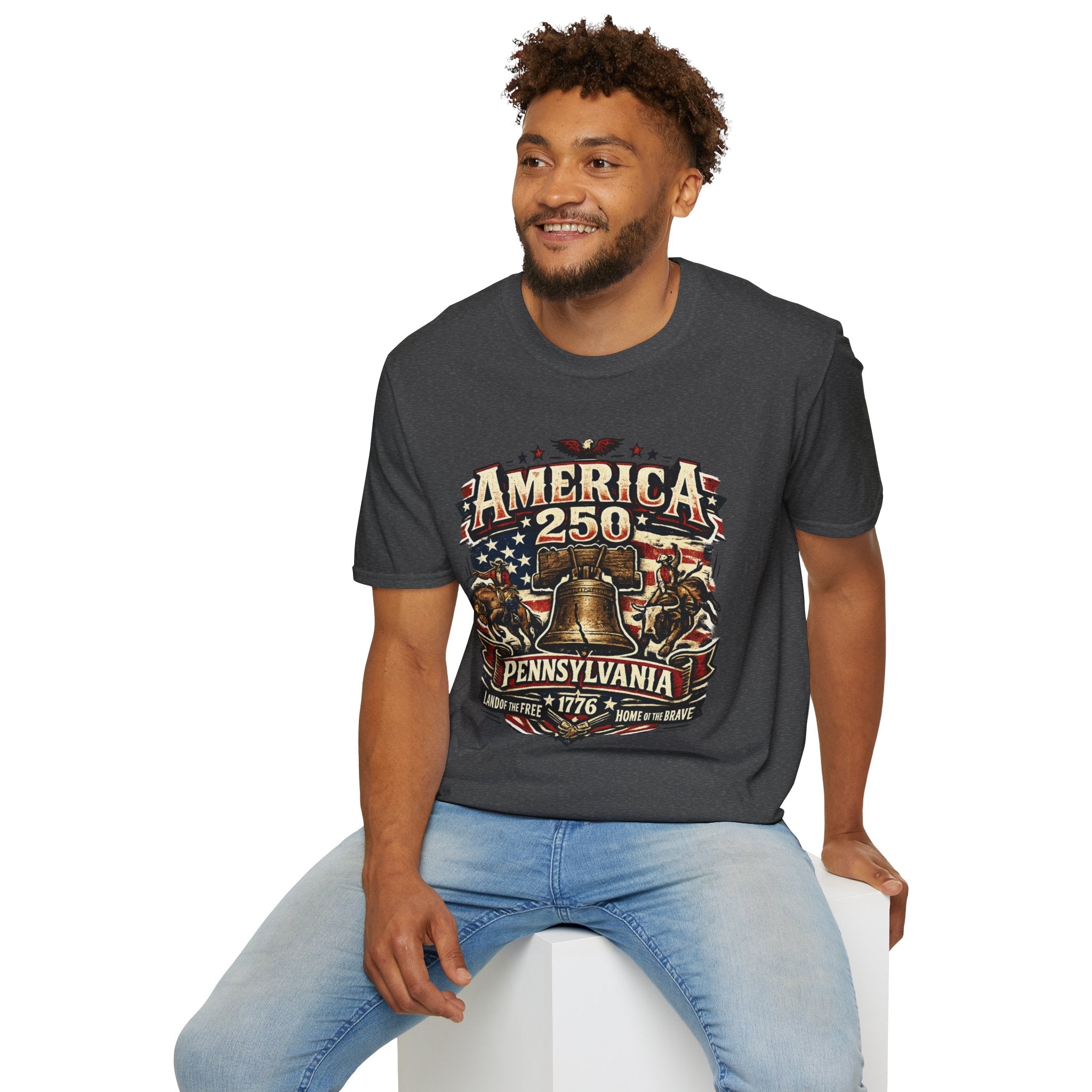 America 250 Pennsylvania TShirt — Western Rodeo Liberty Bell Graphic Tee