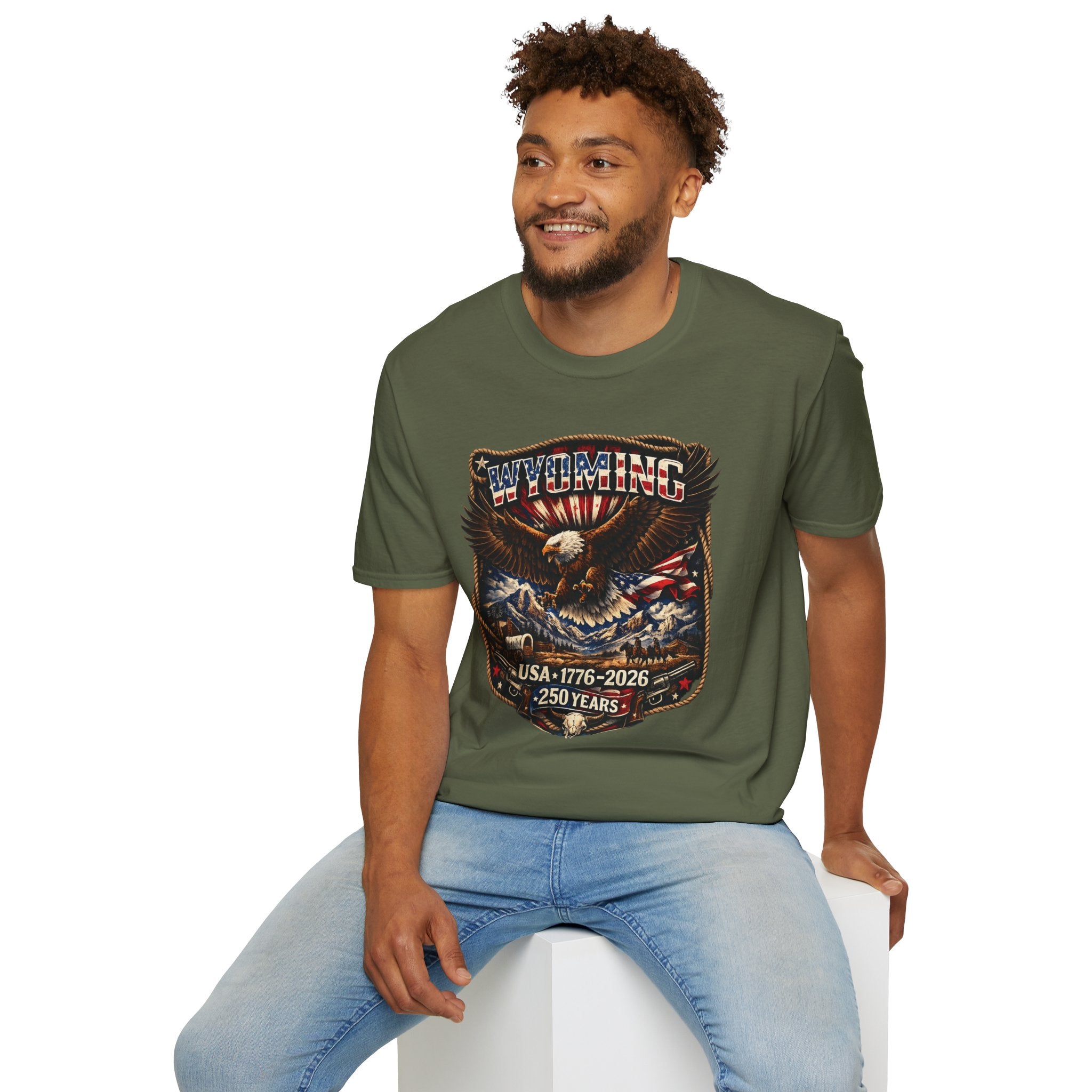 Wyoming Eagle T-Shirt — Patriotic America 250th Anniversary Graphic Tee