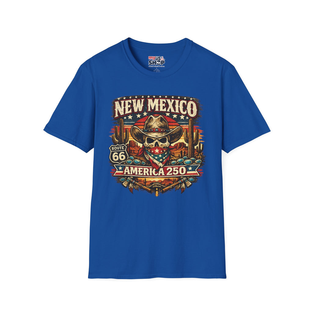 America 250 New Mexico Skull Cowboy T-Shirt — Route 66 Americana Desert Tee