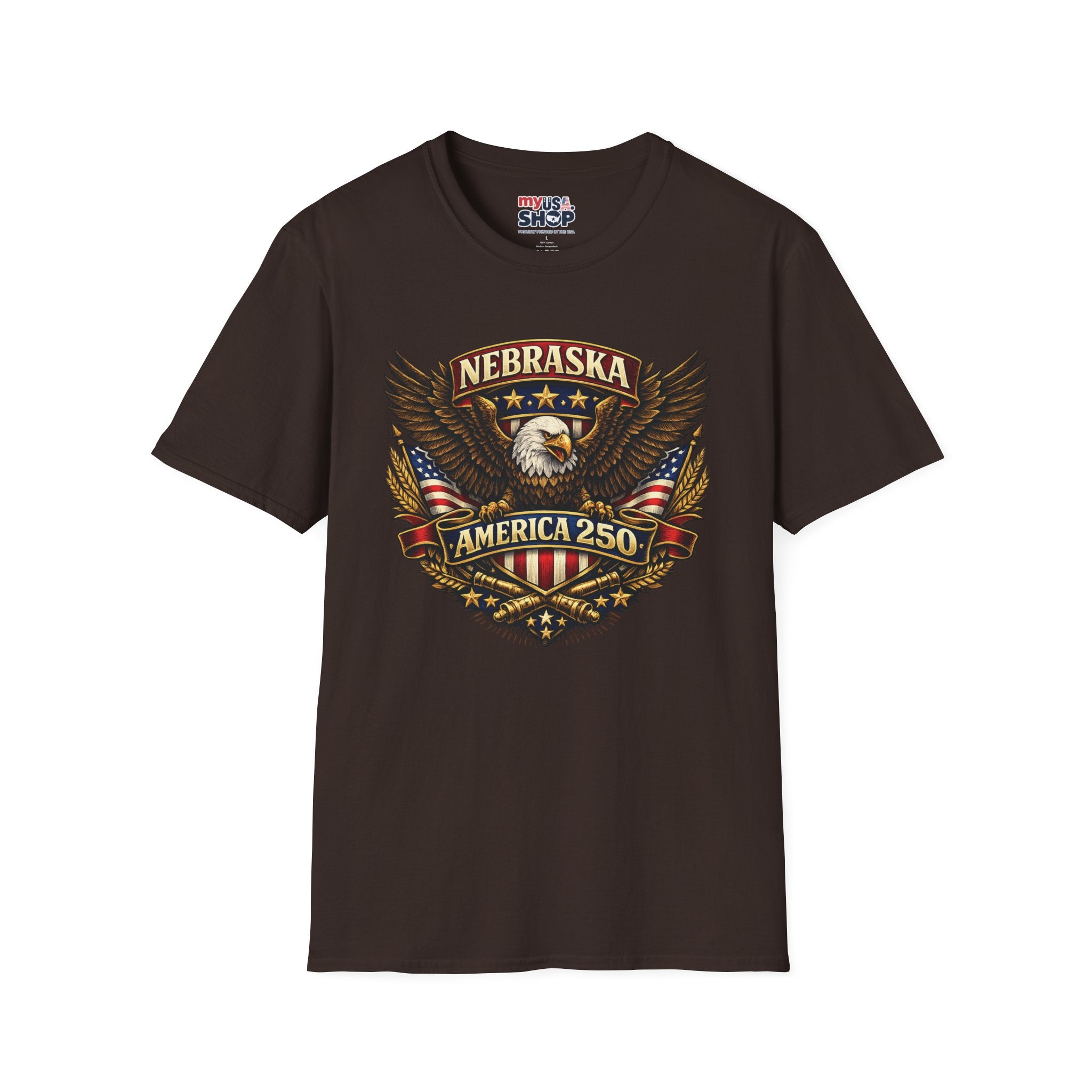 America 250 Nebraska Eagle T-Shirt — Patriotic USA State Tee