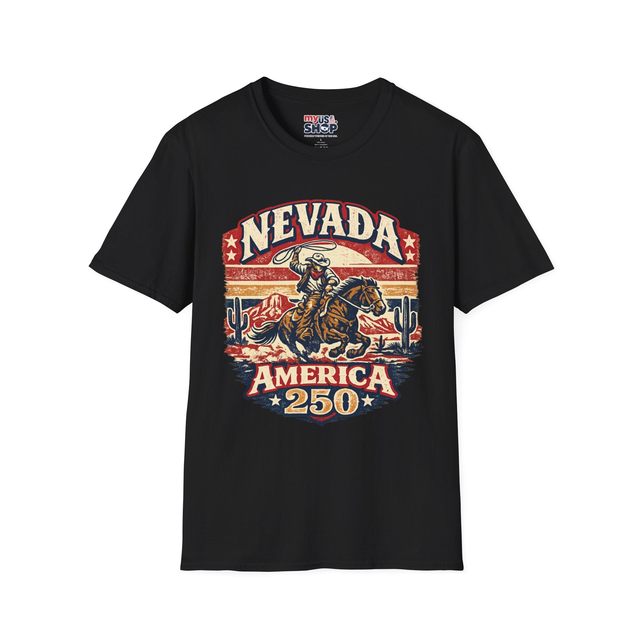 America 250 Nevada Rodeo Vintage T‑Shirt — Western Cowboy Graphic