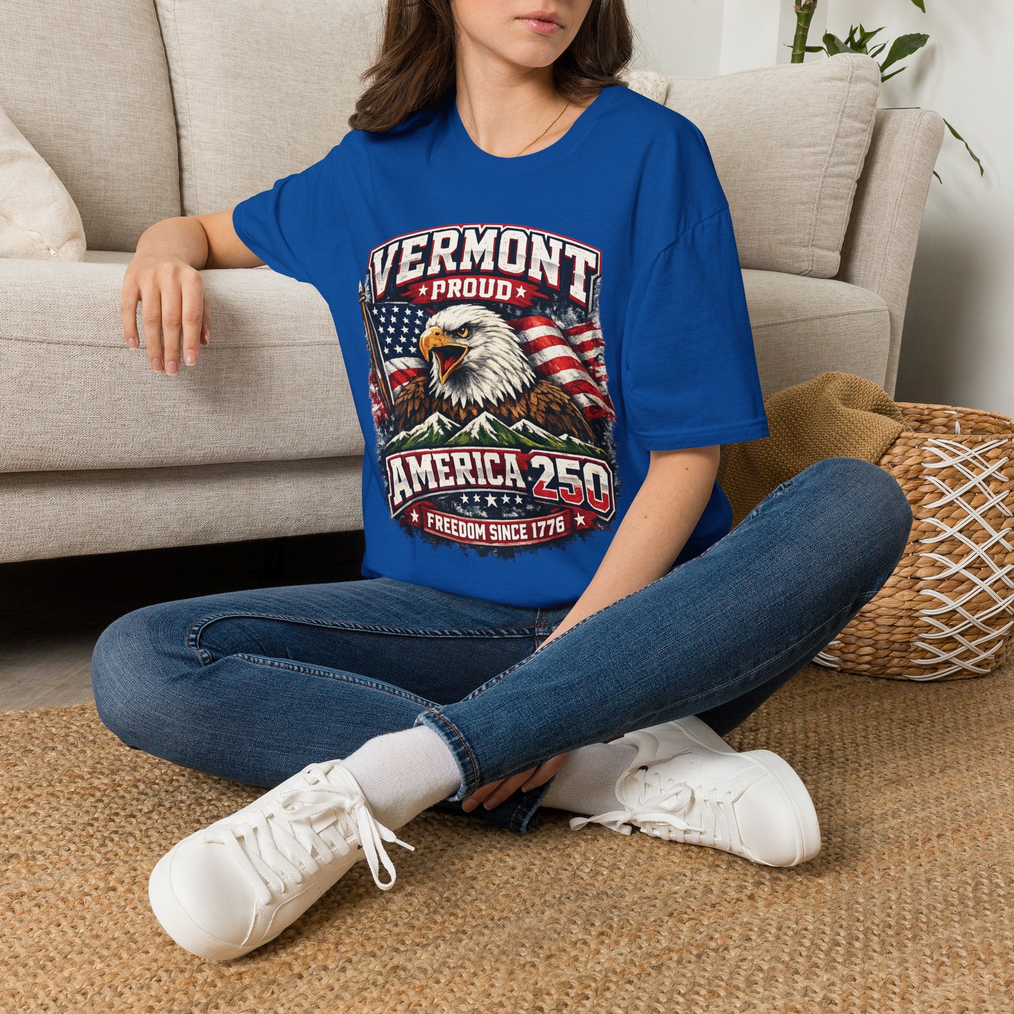 America 250 x Vermont Proud T-Shirt — Eagle Flag Design