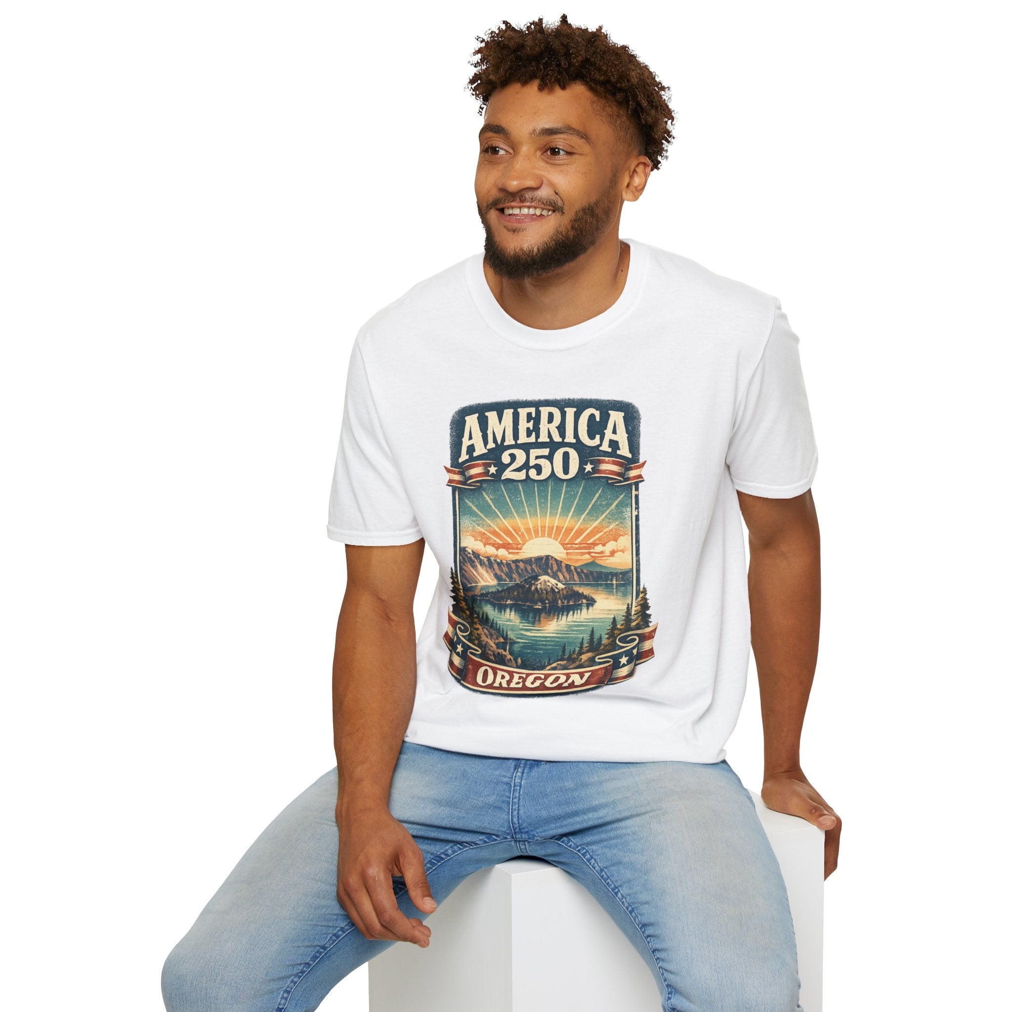 Oregon America 250 Shirt — Crater Lake Sunset Vintage Tee