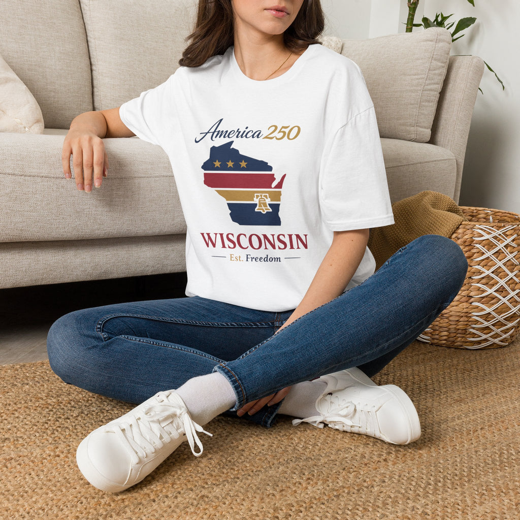 America 250 Wisconsin T-Shirt – Patriotic USA State Tee