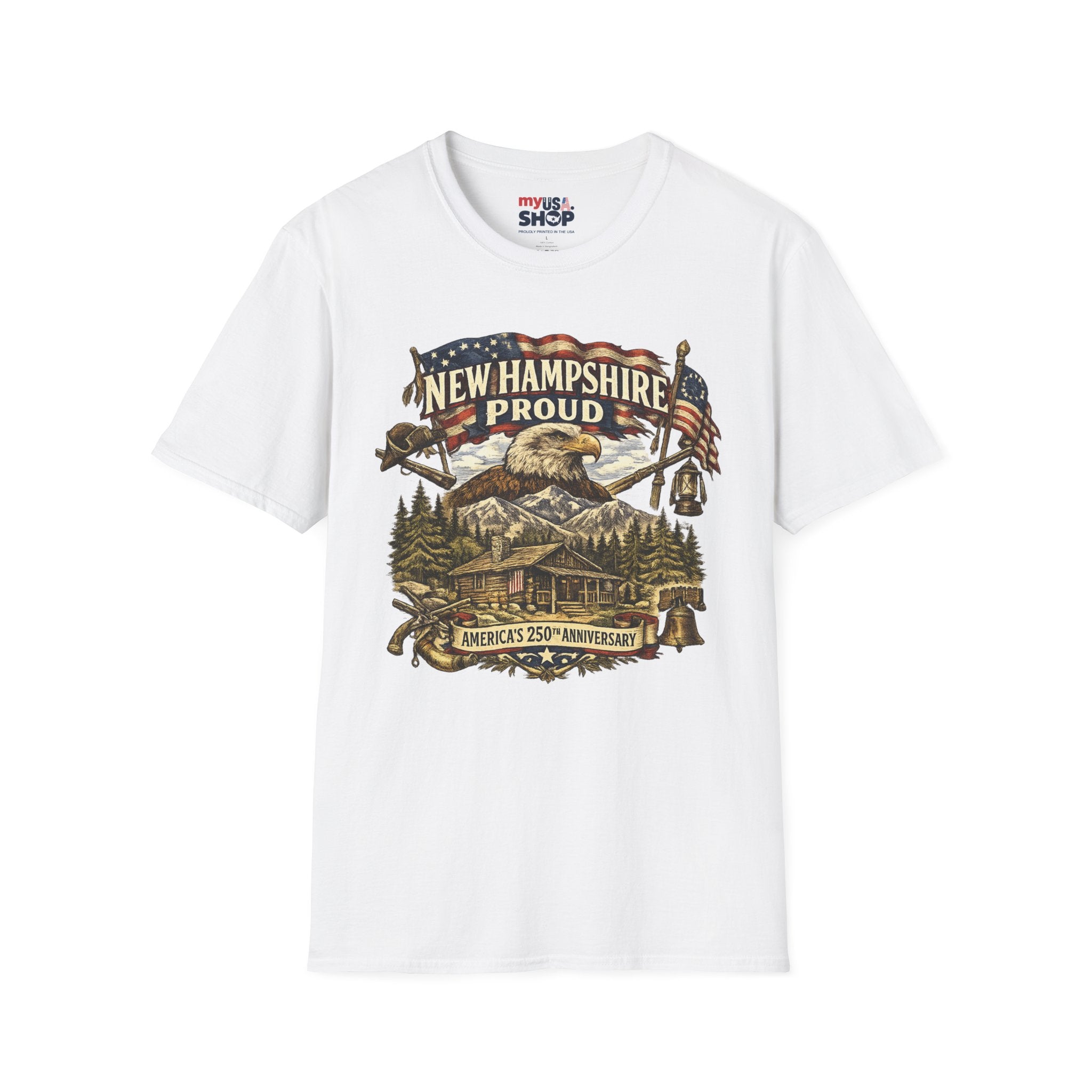 America 250 New Hampshire Proud T-Shirt — Patriotic Eagle State Tee