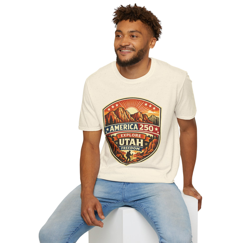 America 250 T-Shirt Utah Explore Freedom Vintage National Park Badge