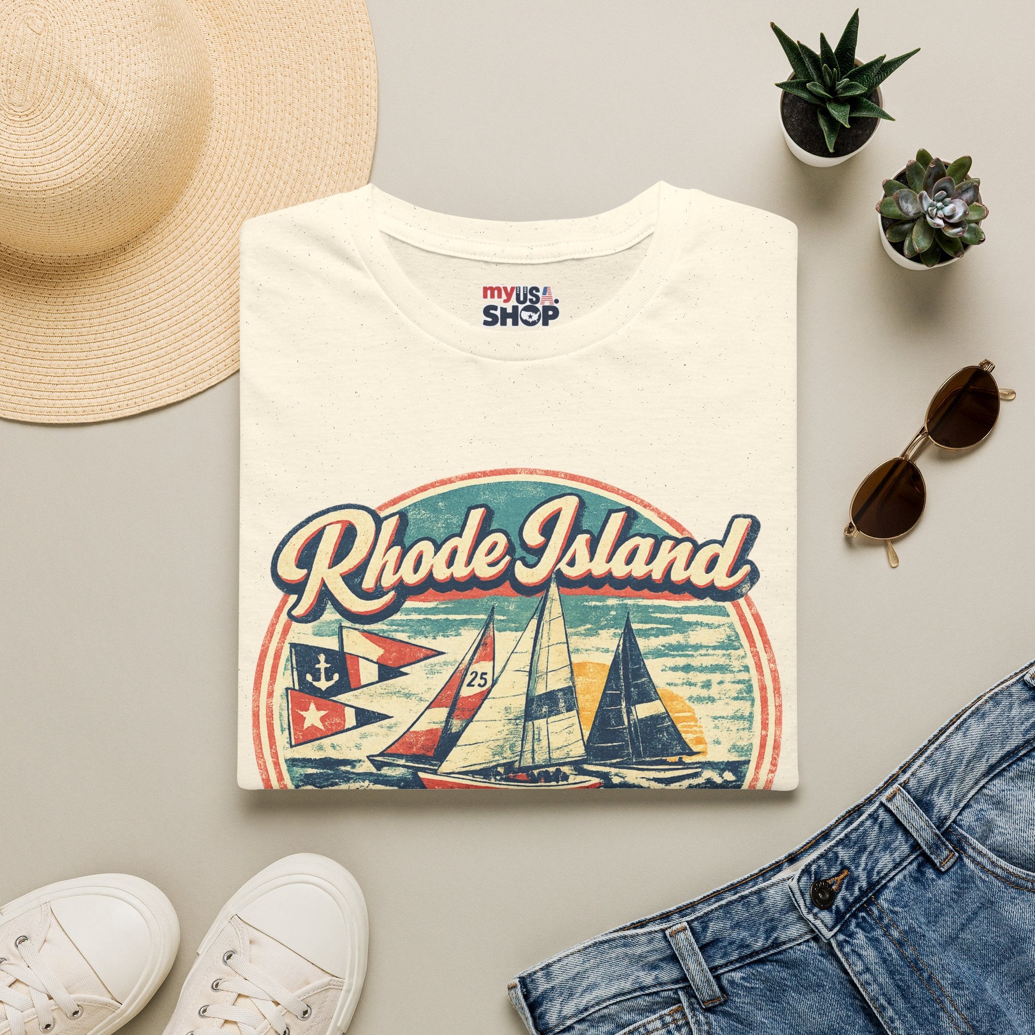 Rhode Island America 250 Shirt — Vintage Sailing Regatta Graphic Tee