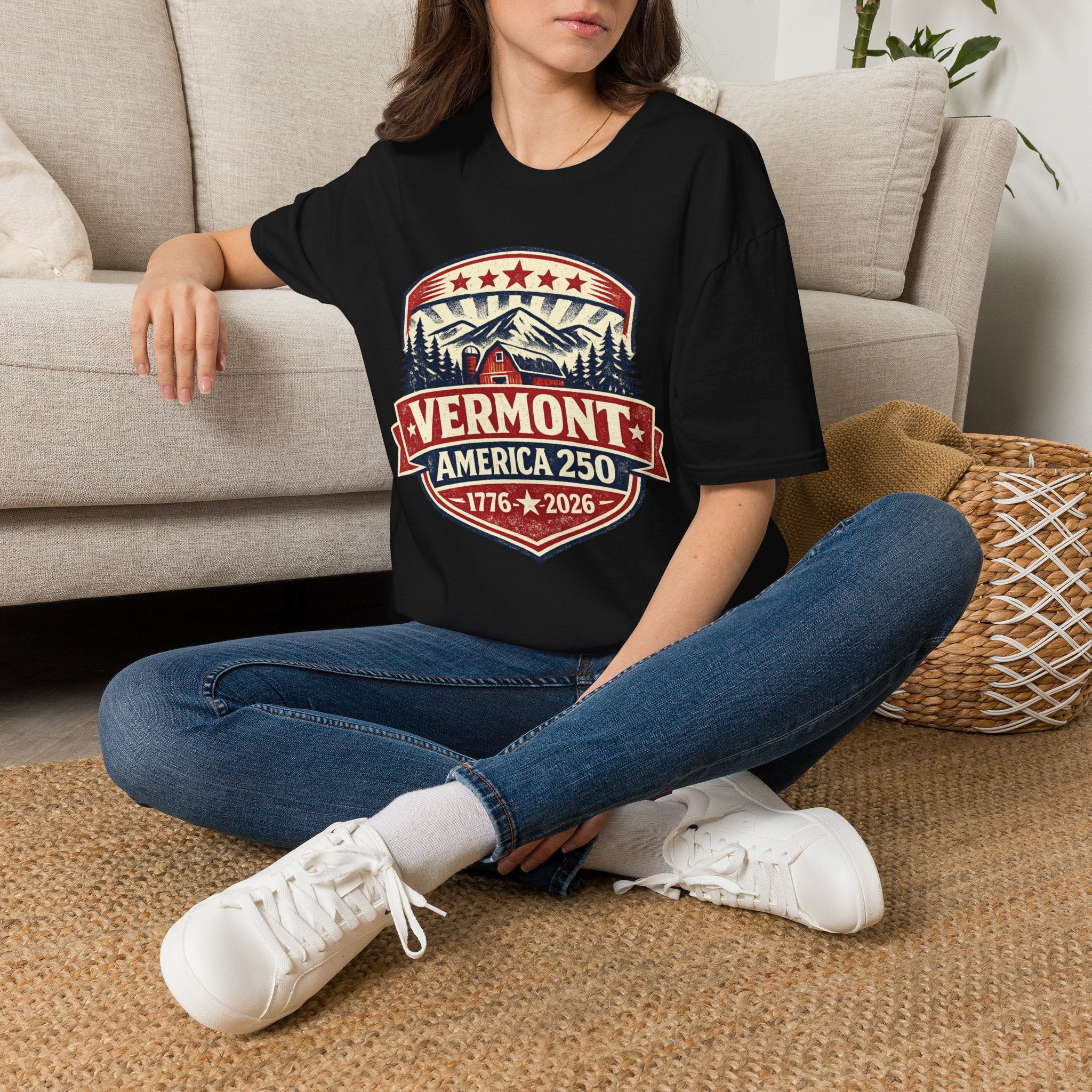 America 250 – Vermont 1776–2026 Mountain Heritage Vintage Tee Design