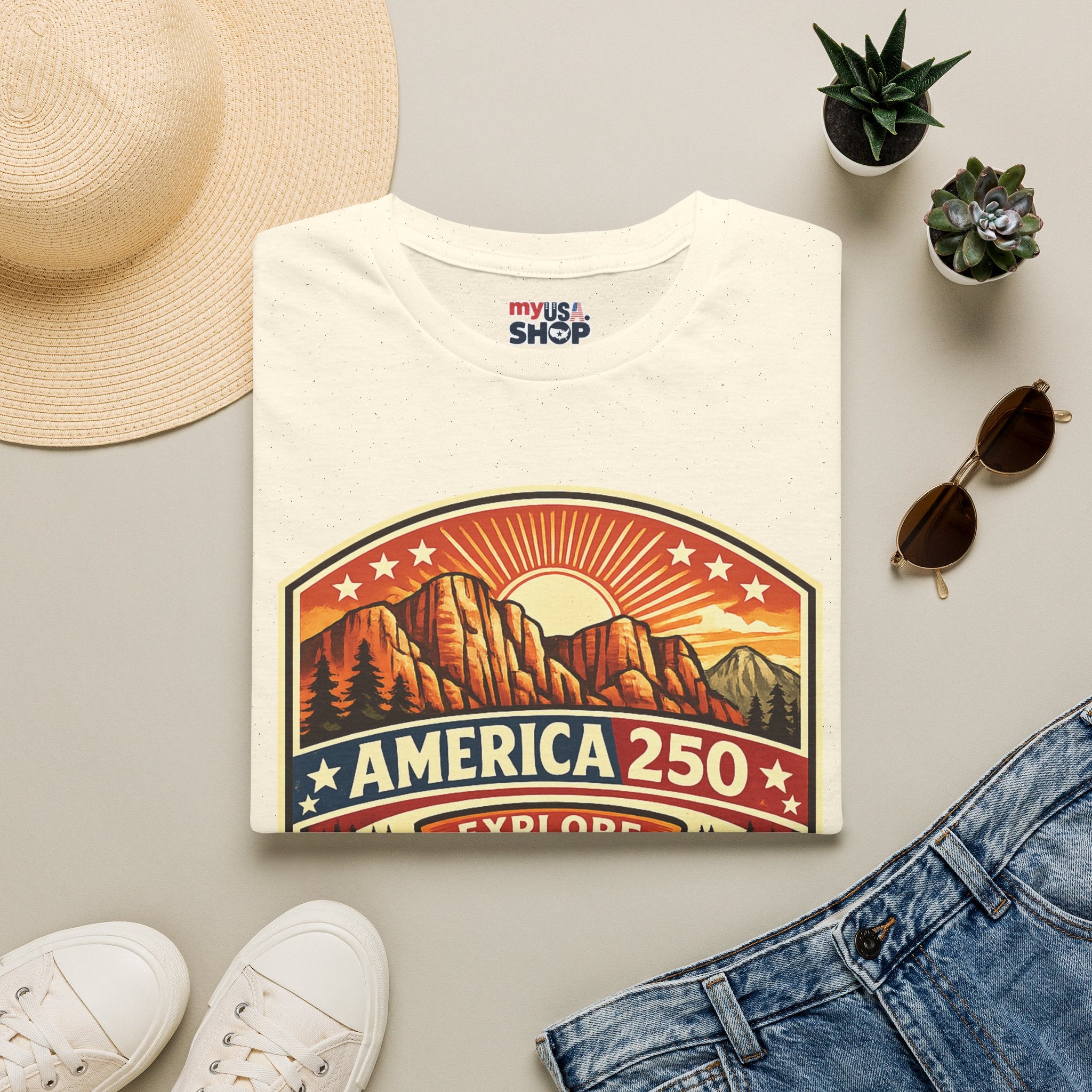 America 250 T-Shirt Utah Explore Freedom Vintage National Park Badge