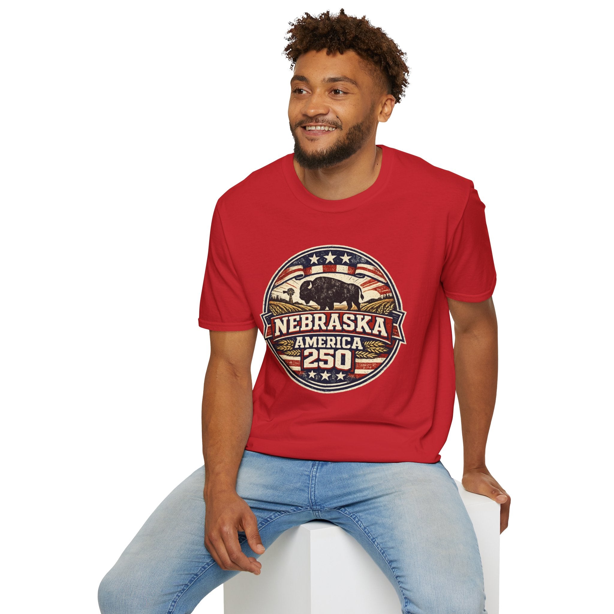 Nebraska Buffalo Retro T-Shirt — America 250 Vintage State Pride Tee