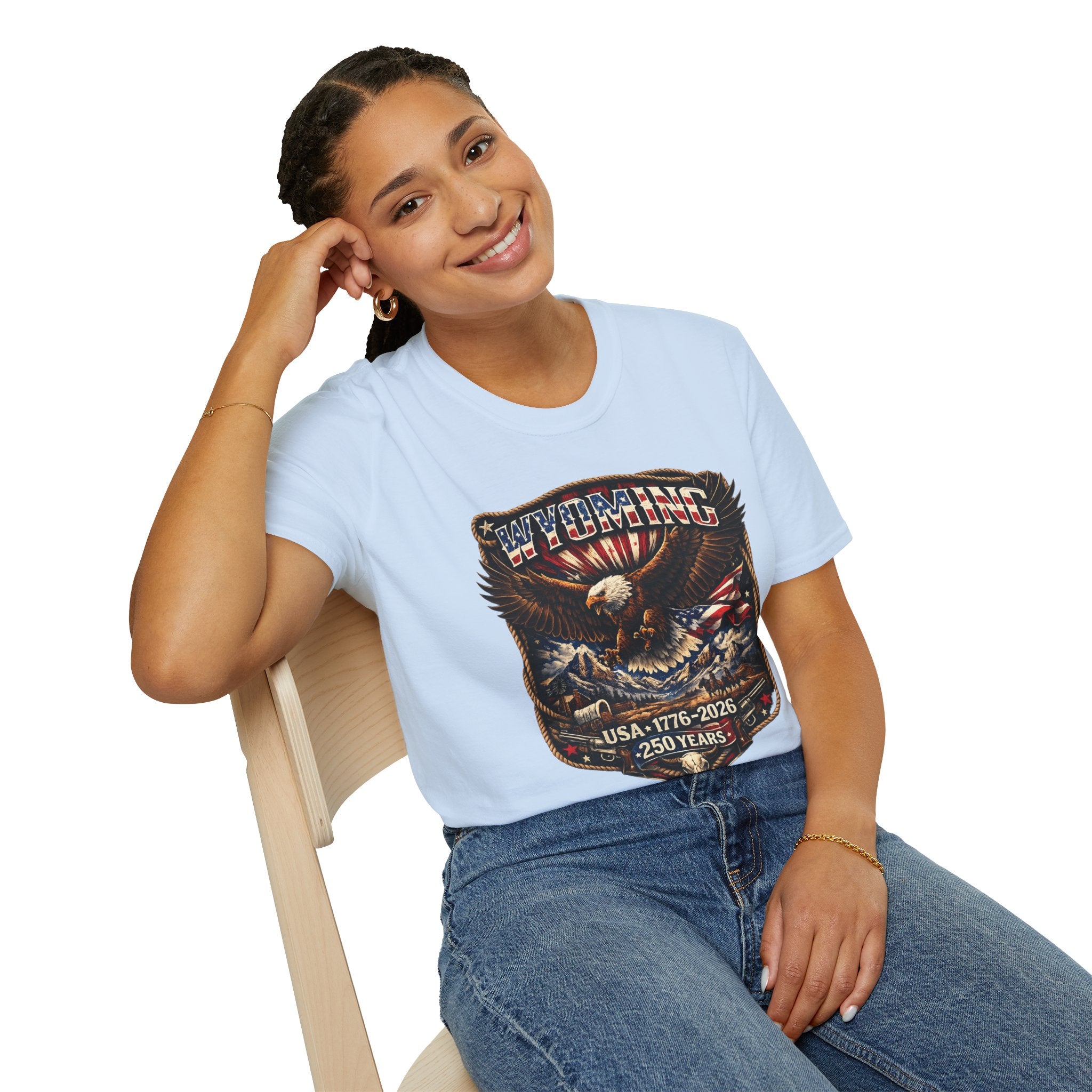 Wyoming Eagle T-Shirt — Patriotic America 250th Anniversary Graphic Tee