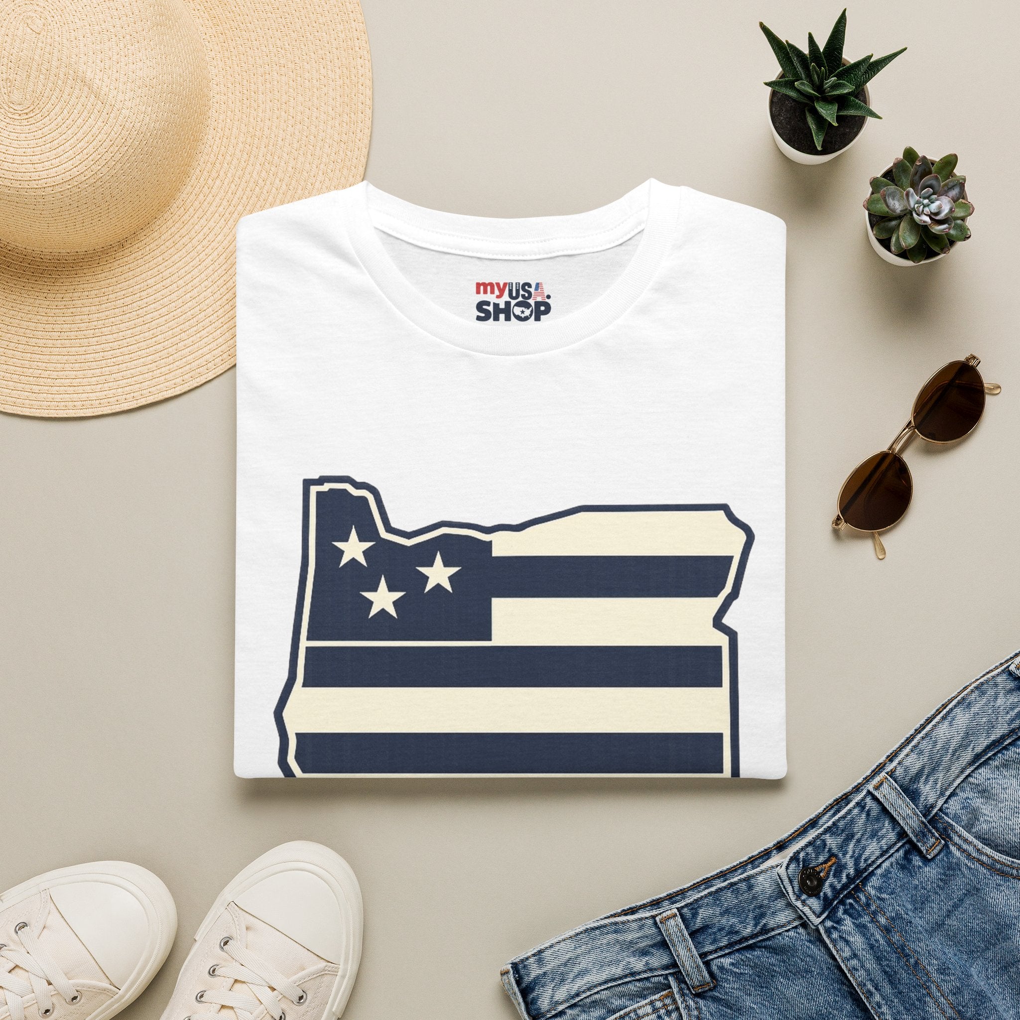 America 250 Oregon Shirt — Minimal Oregon State Flag Graphic Tee