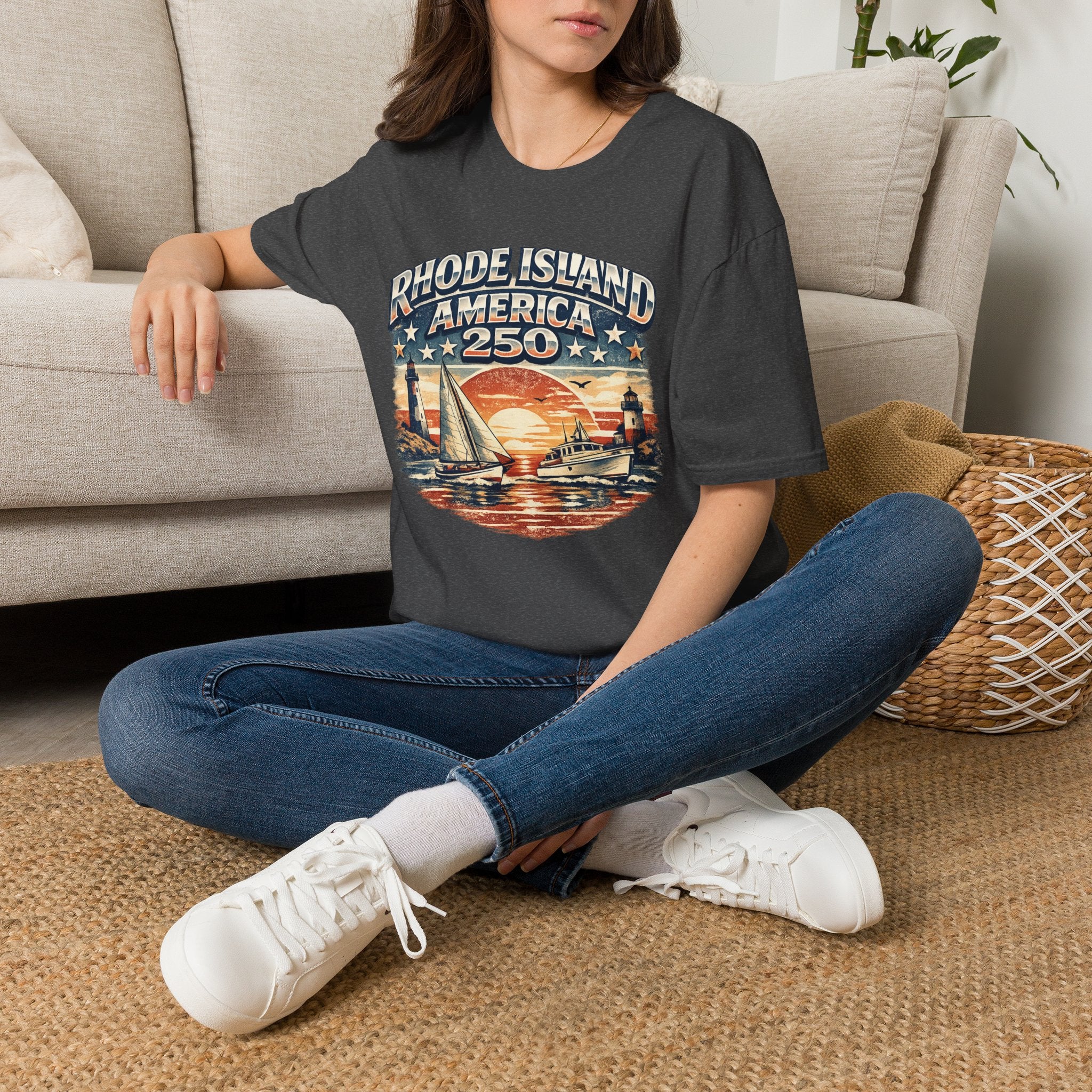 Rhode Island America 250 Shirt — Nautical Sunset Sailing Tee