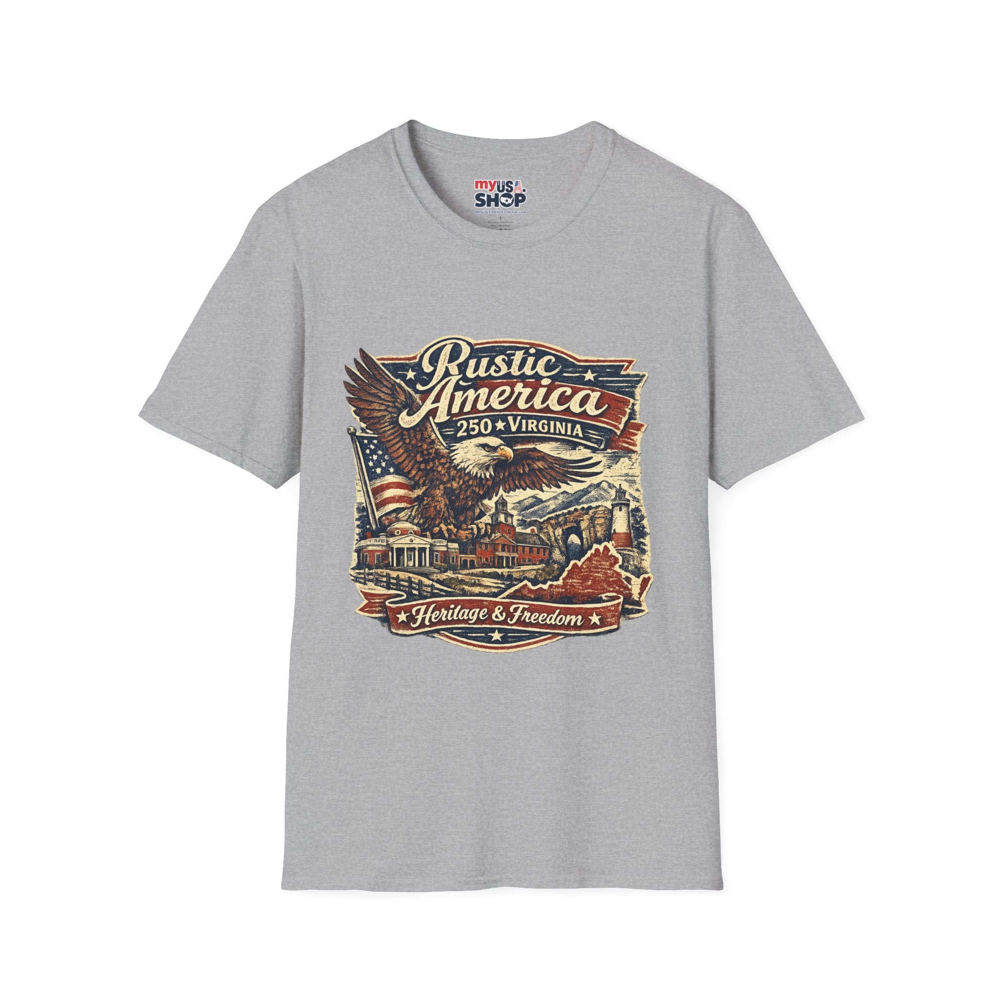 America 250 Virginia Eagle T‑Shirt — Heritage & Freedom Vintage Design