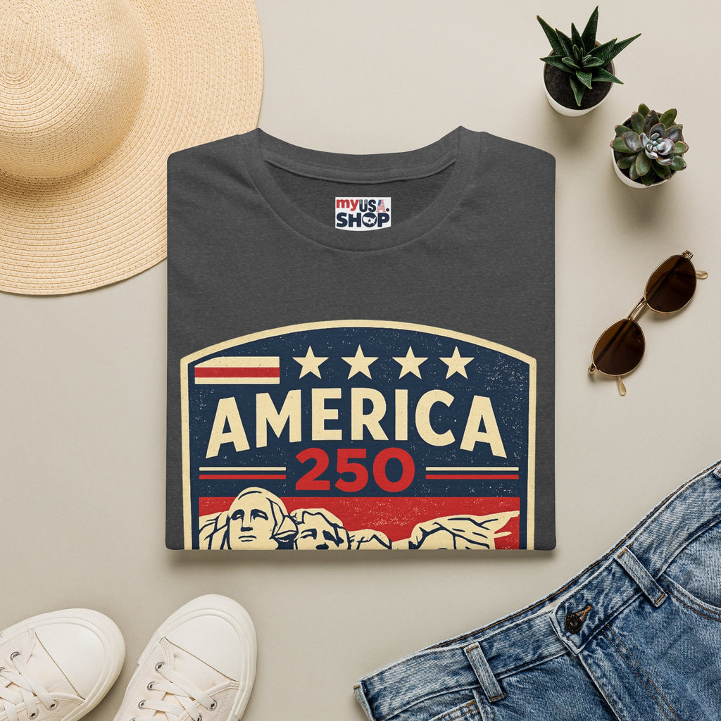 America 250 South Dakota Shirt — Retro Mount Rushmore USA Graphic Tee