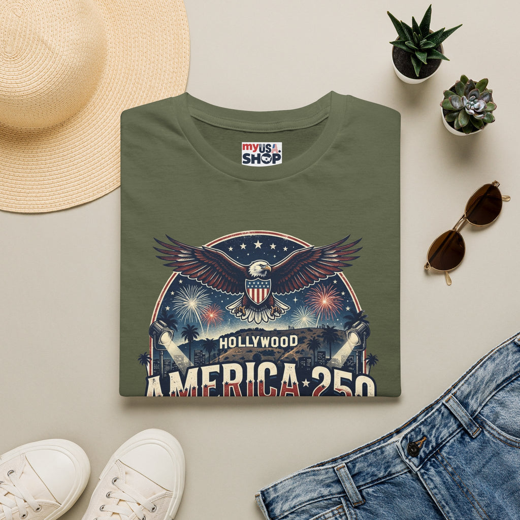 America 250 Graphic T-Shirt — Hollywood Stars & Stripes Eagle Design