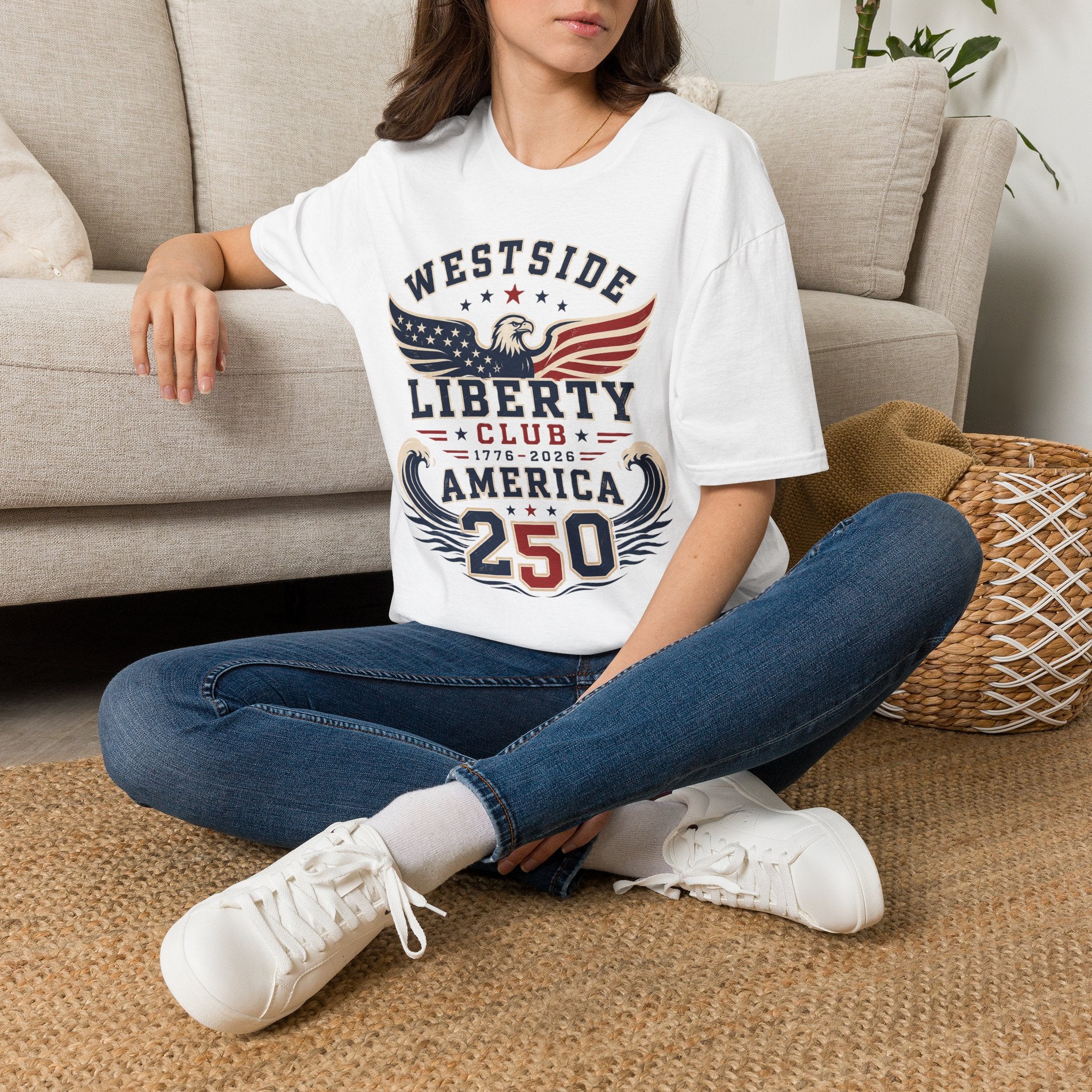 Westside Liberty Club T-Shirt — Patriotic Eagle America 250 Graphic Tee