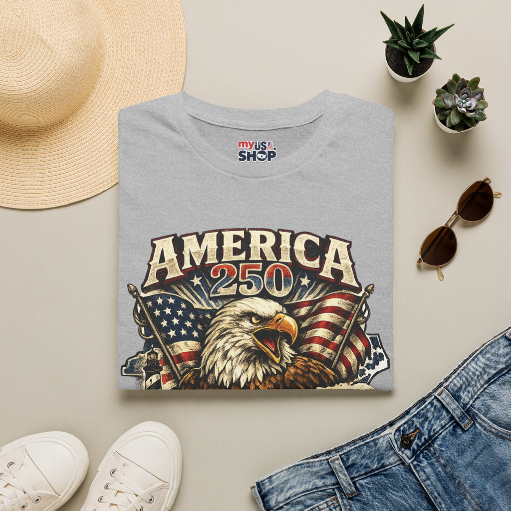 America 250 Eagle T-Shirt — Patriotic USA Flag Graphic (North Carolina)