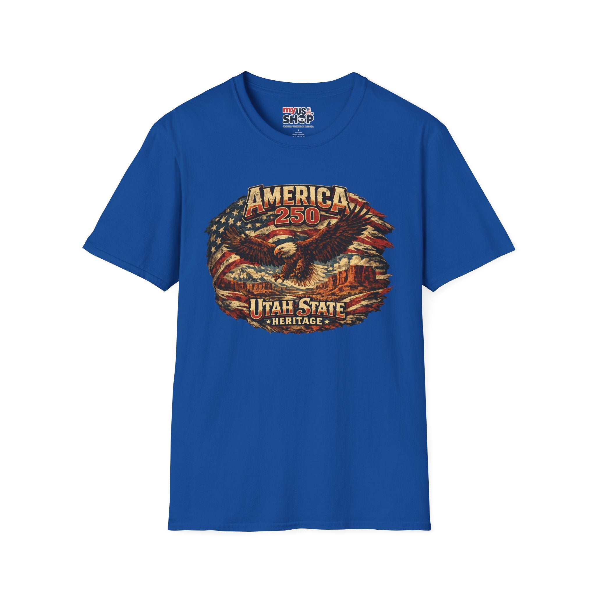 America 250 Utah State Shirt — Heritage Eagle Patriotic Graphic Tee