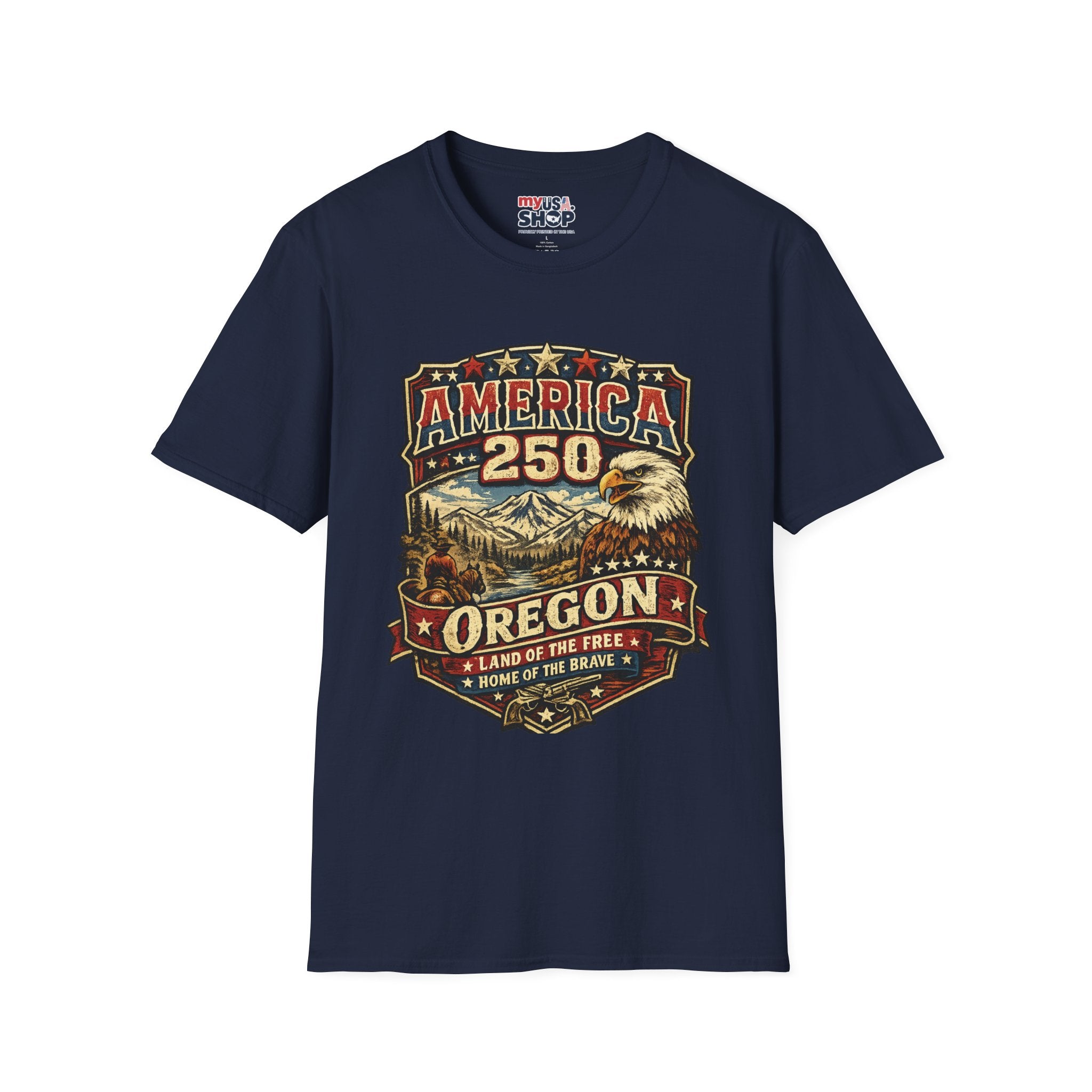 America 250 Oregon  Shirt — Heritage Eagle Americana Crest Tee