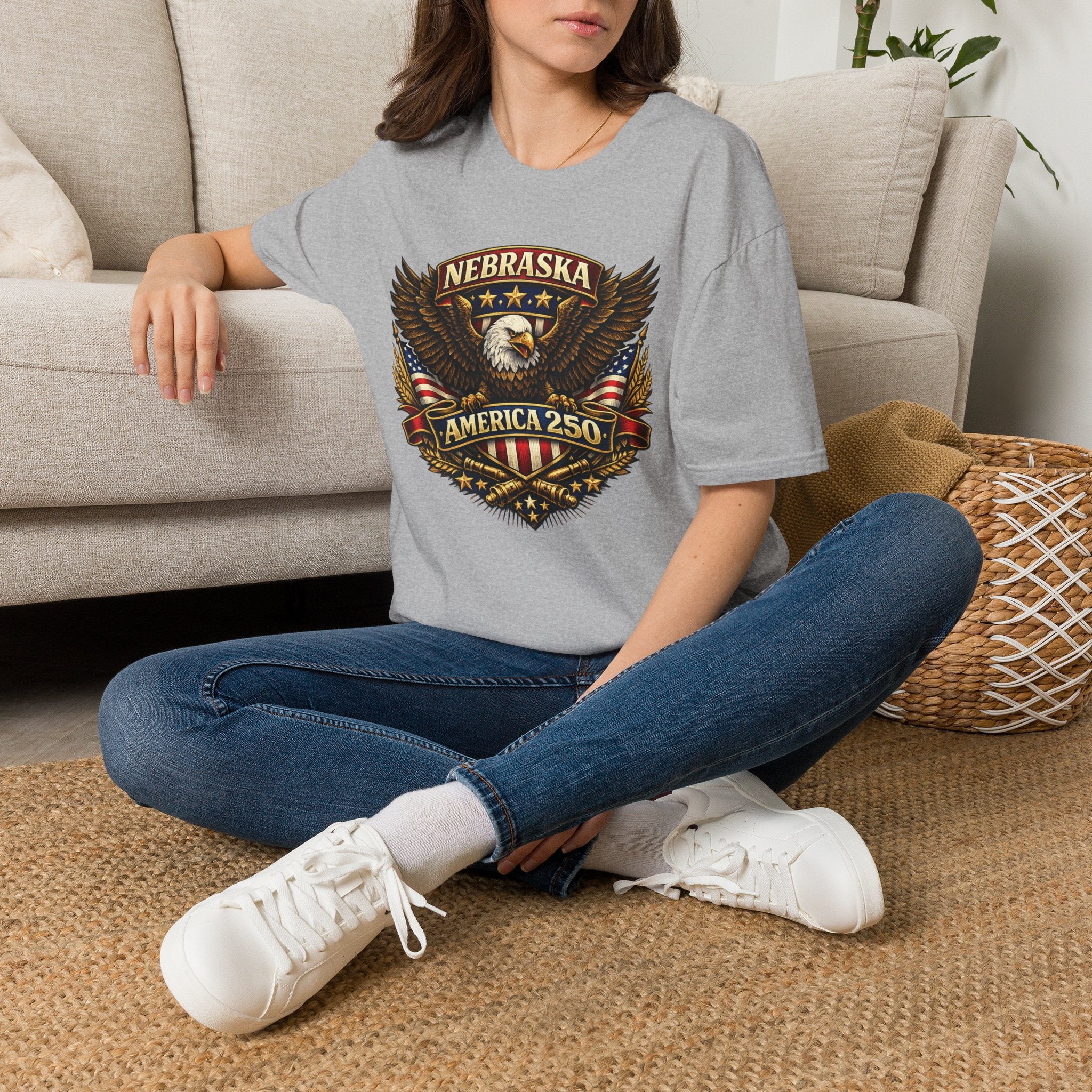 America 250 Nebraska Eagle T-Shirt — Patriotic USA State Tee