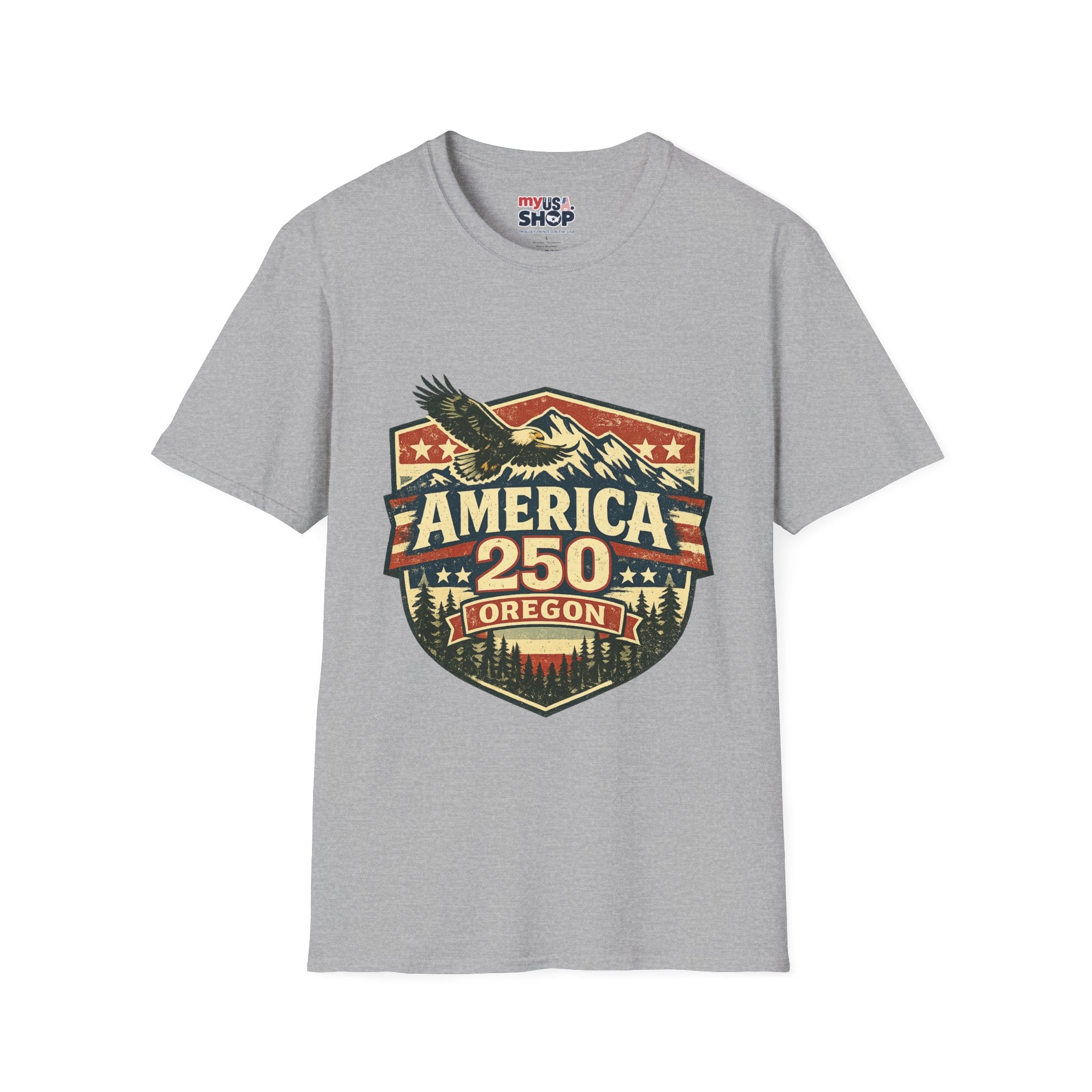 America 250 Shirt —Oregon  Mountain Eagle Wilderness Badge Tee