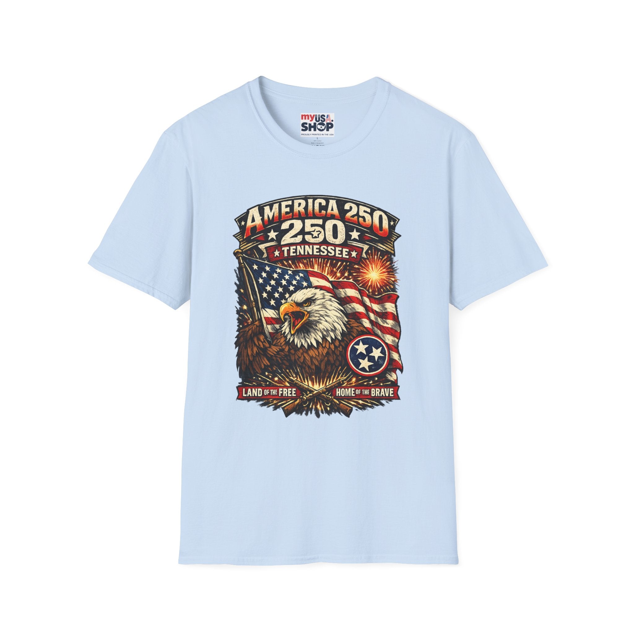 America 250 Tennessee Shirt — Land of the Free Patriotic Eagle Tee