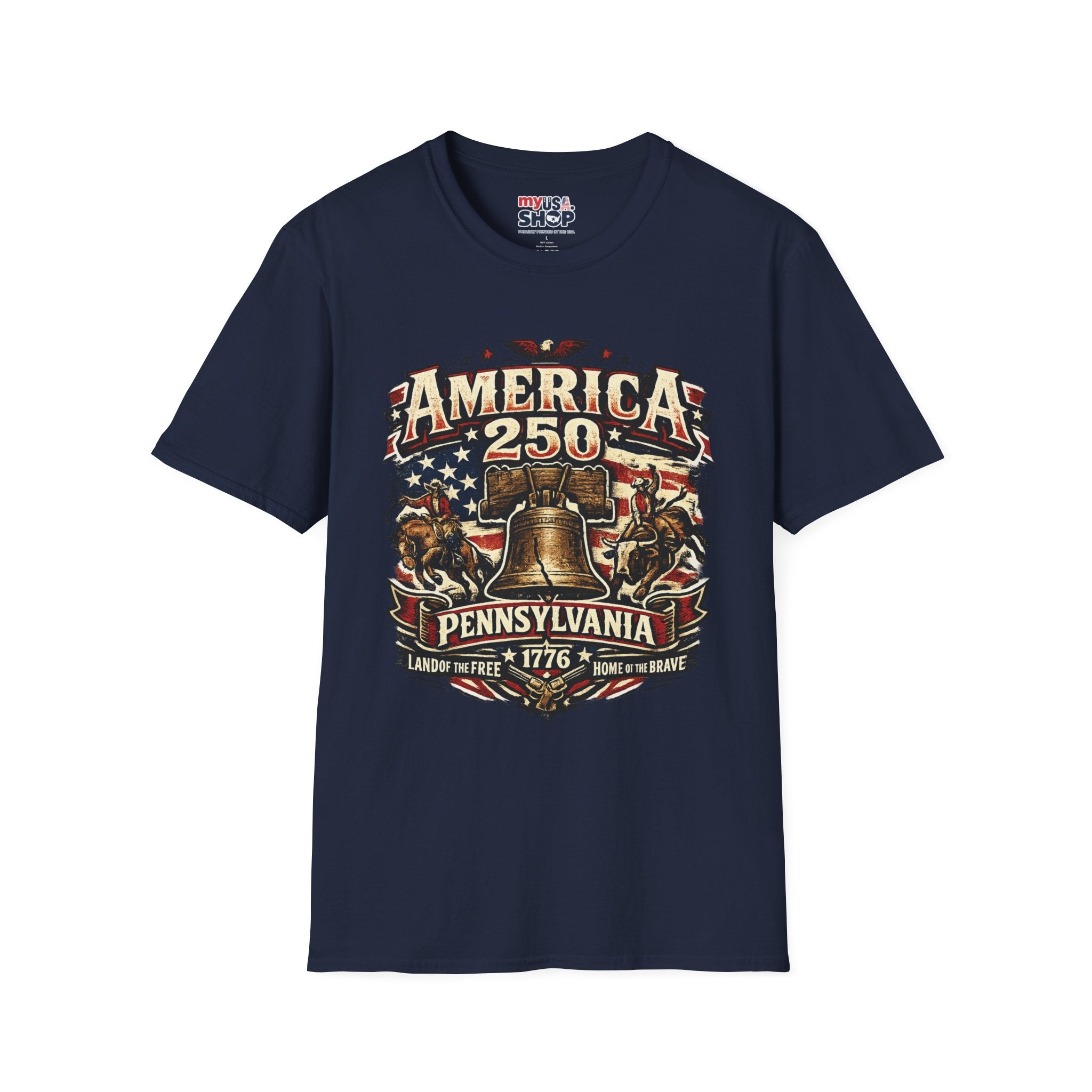 America 250 Pennsylvania TShirt — Western Rodeo Liberty Bell Graphic Tee