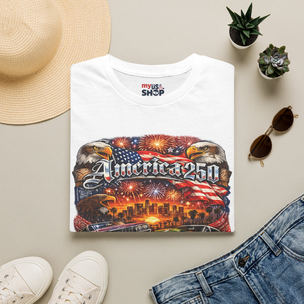 America 250 — Patriotic Bald Eagles, Fireworks & Chicano Pride