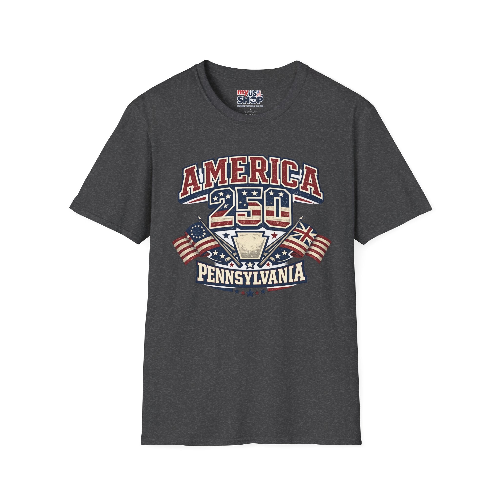 Pennsylvania America 250 Shirt — Retro Patriotic Varsity Graphic Tee
