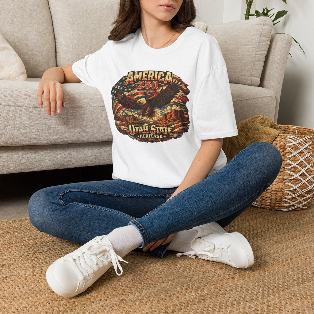 America 250 Utah State Shirt — Heritage Eagle Patriotic Graphic Tee