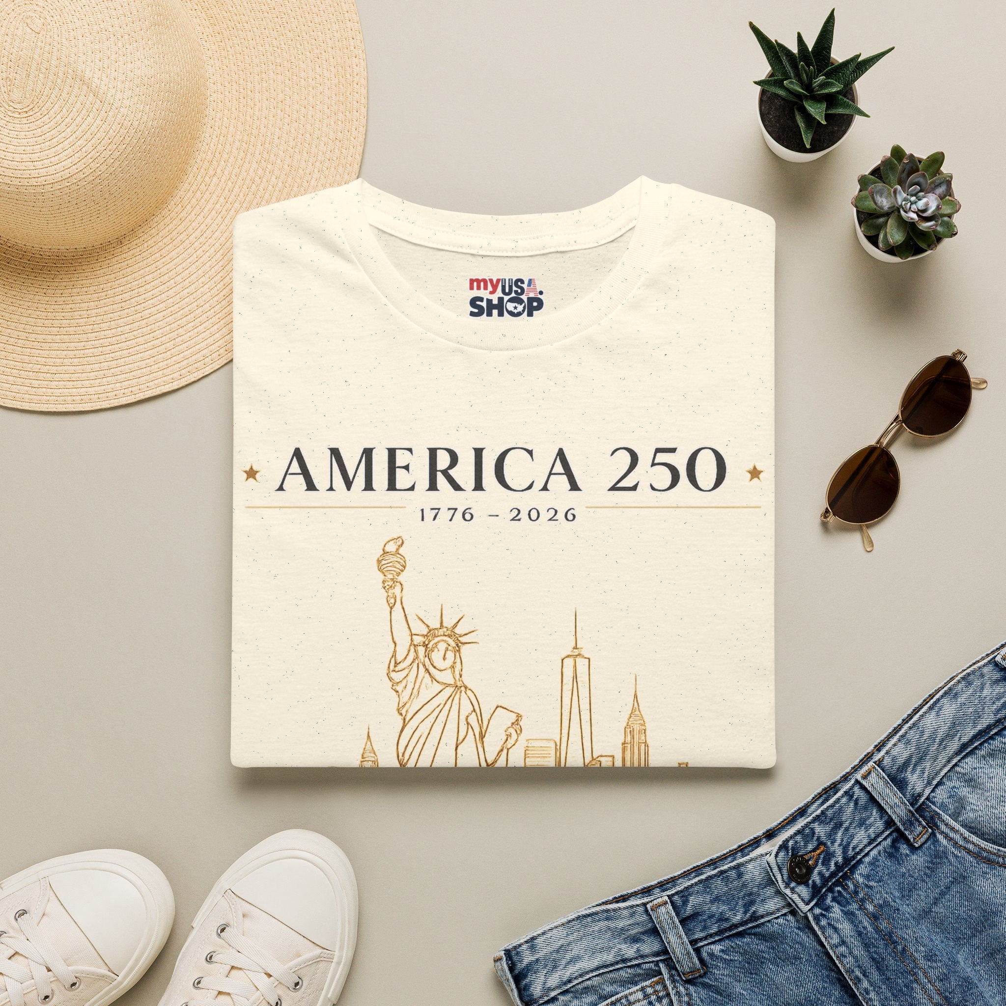 America 250 — USA Commemorative Tee (New York Statue of Liberty Design)