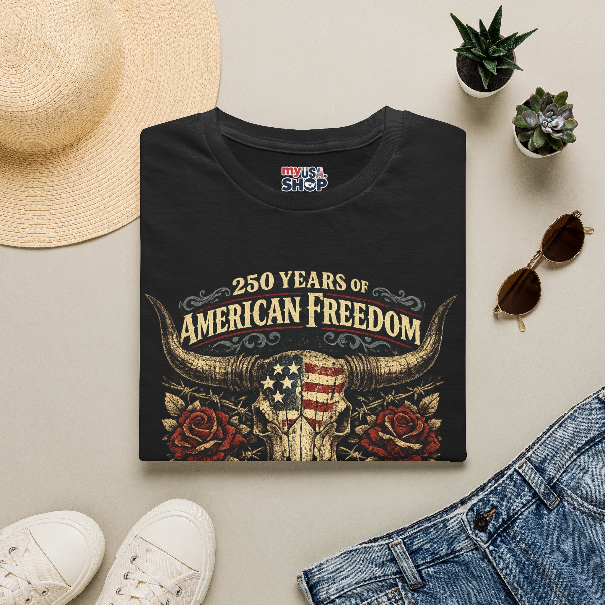 America 250 Texas T-Shirt — Heart of Texas Western Freedom Graphic Tee