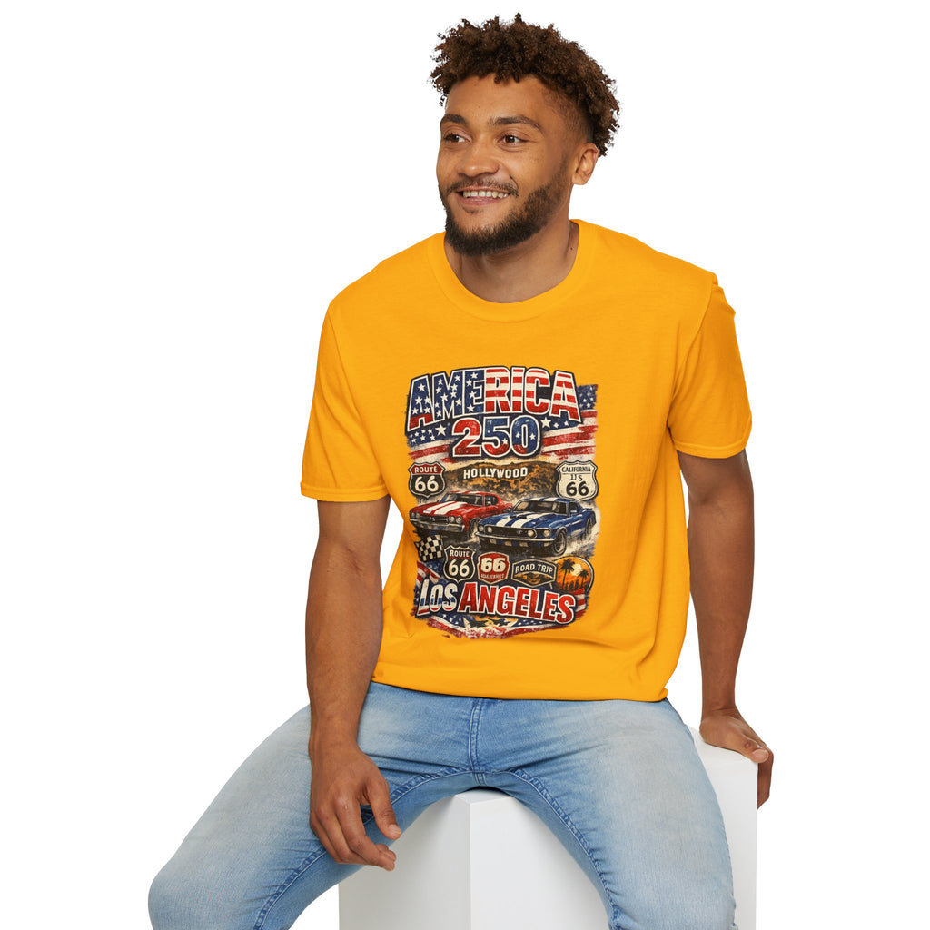 America 250 Los Angeles Route 66 Hollywood Muscle Cars Road Trip California Tee