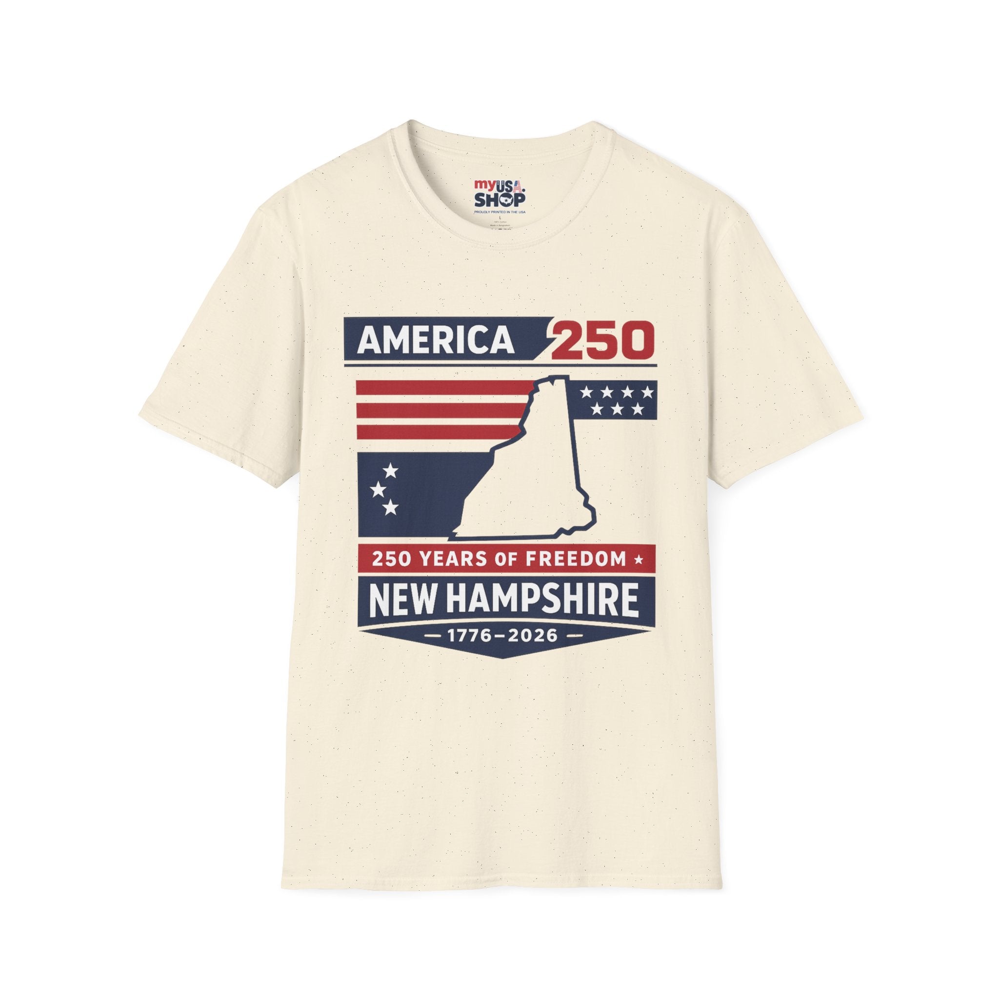 America 250 New Hampshire T-Shirt — 250 Years of Freedom (1776–2026)