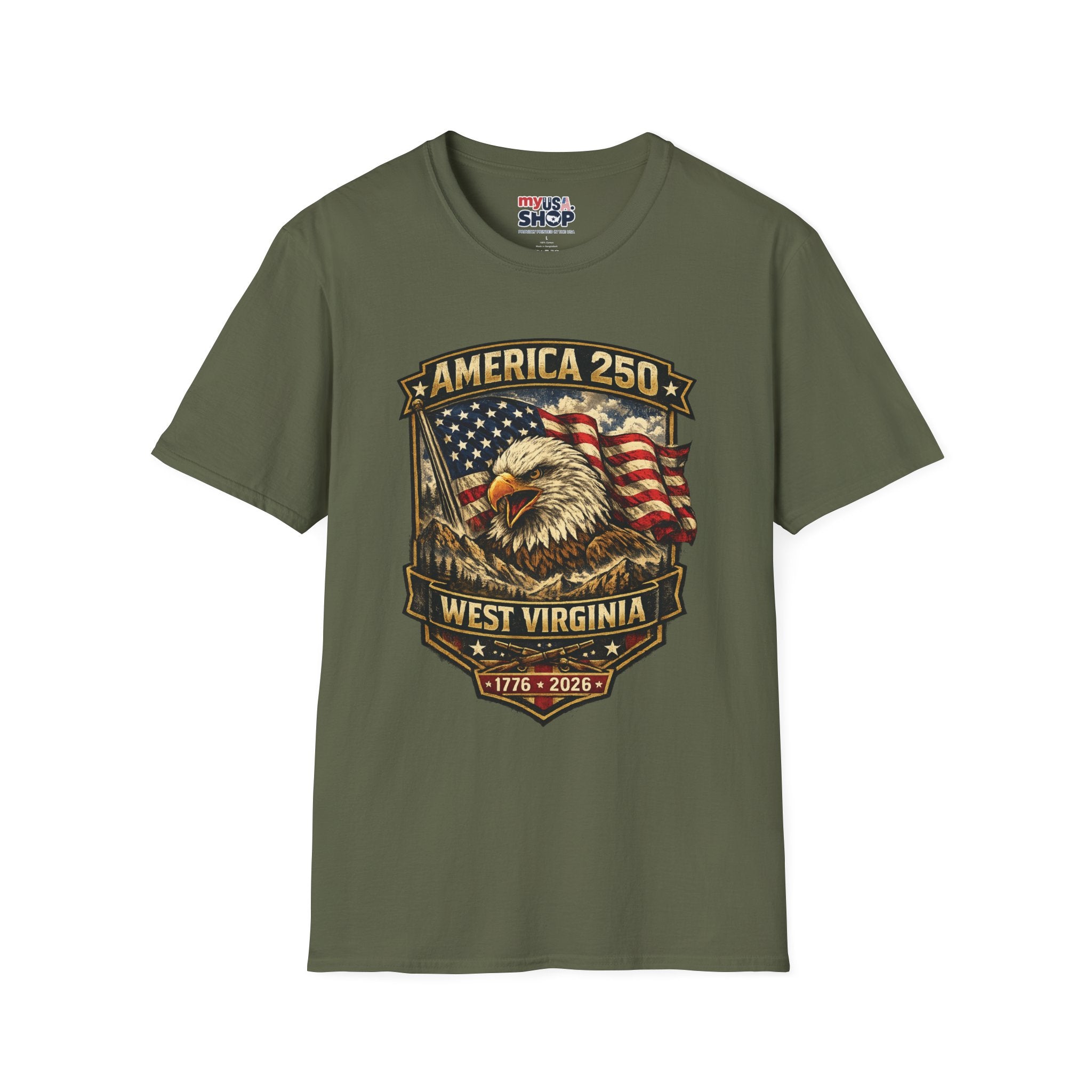 America 250 Eagle Flag T-Shirt — West Virginia Patriotic Anniversary Shirt