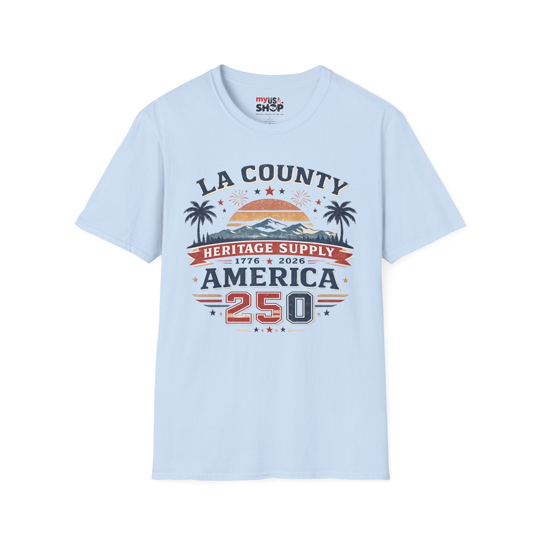 LA County Heritage Supply America 250 T-Shirt — 1776–2026 Vintage Sunset Tee