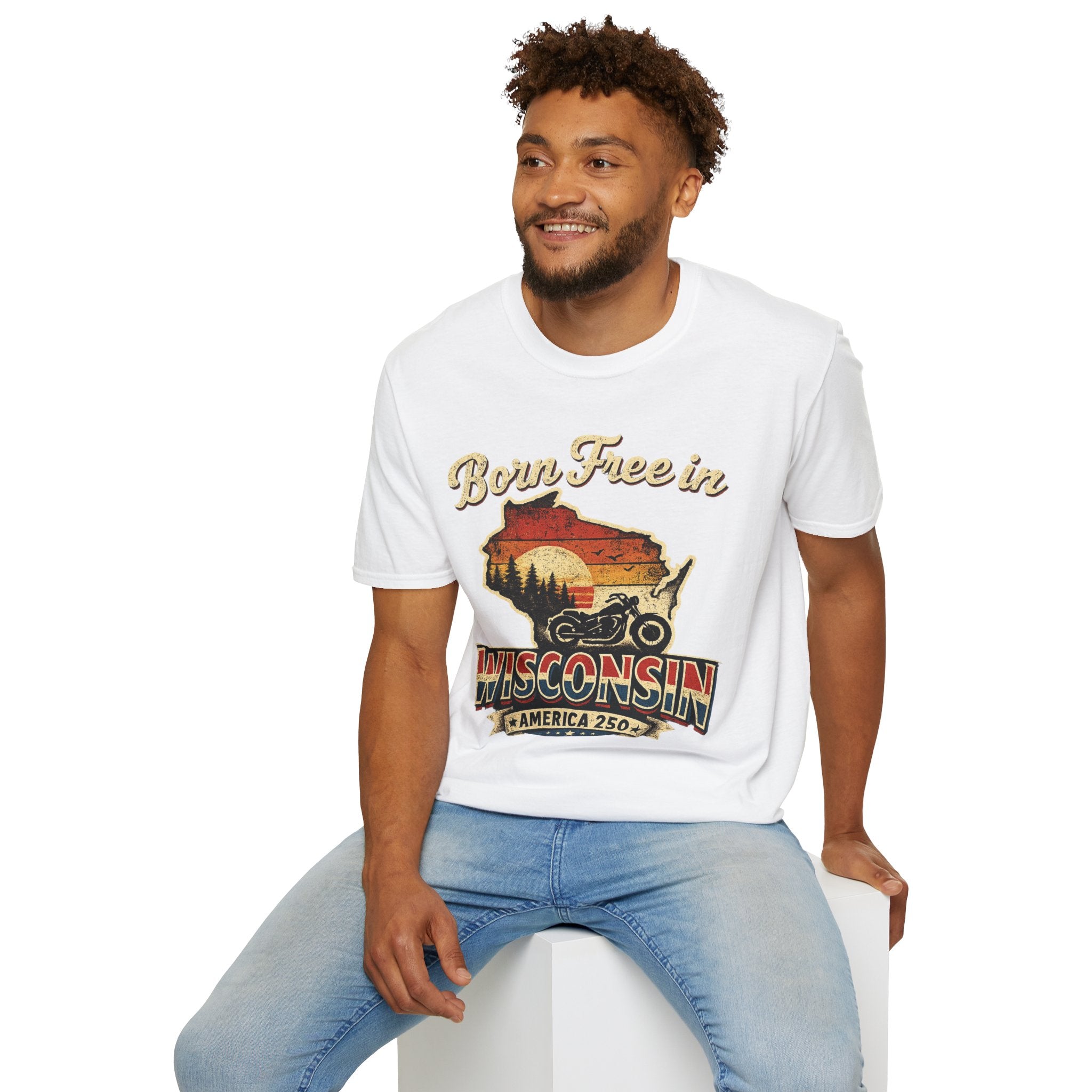 Wisconsin Vintage "Born Free in" T-Shirt - America 250 Tee