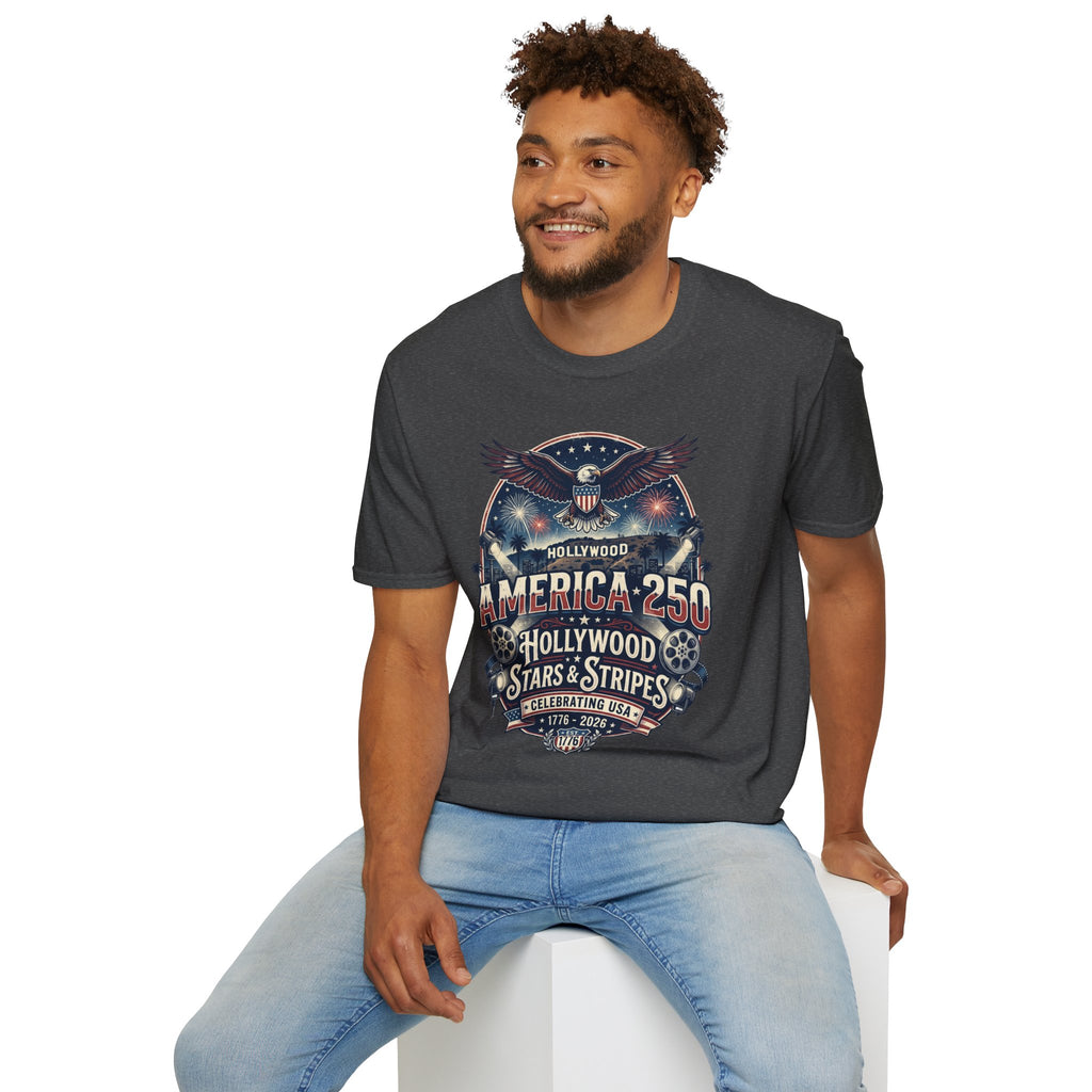 America 250 Graphic T-Shirt — Hollywood Stars & Stripes Eagle Design