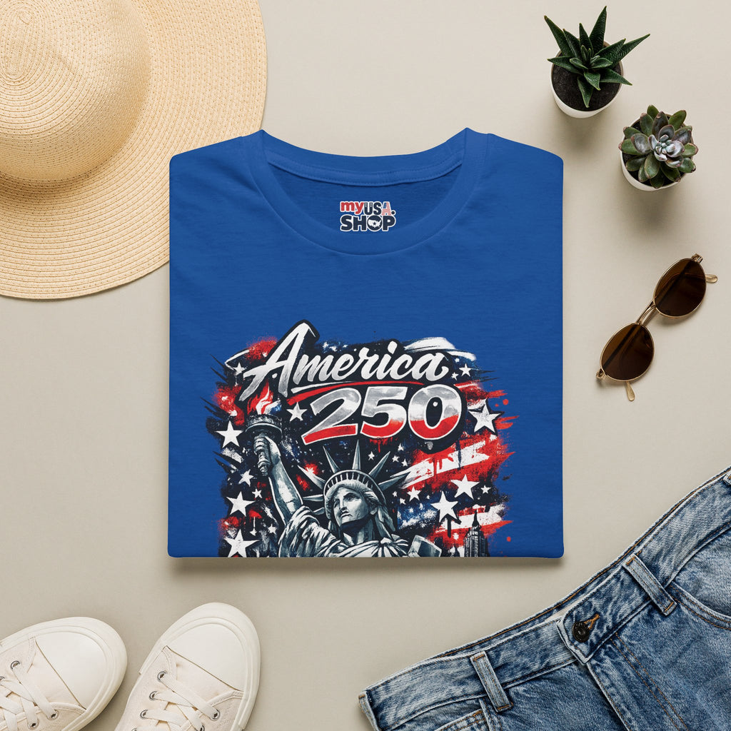 America 250 Statue of Liberty T-Shirt — Patriotic New York 250th Anniversary Tee