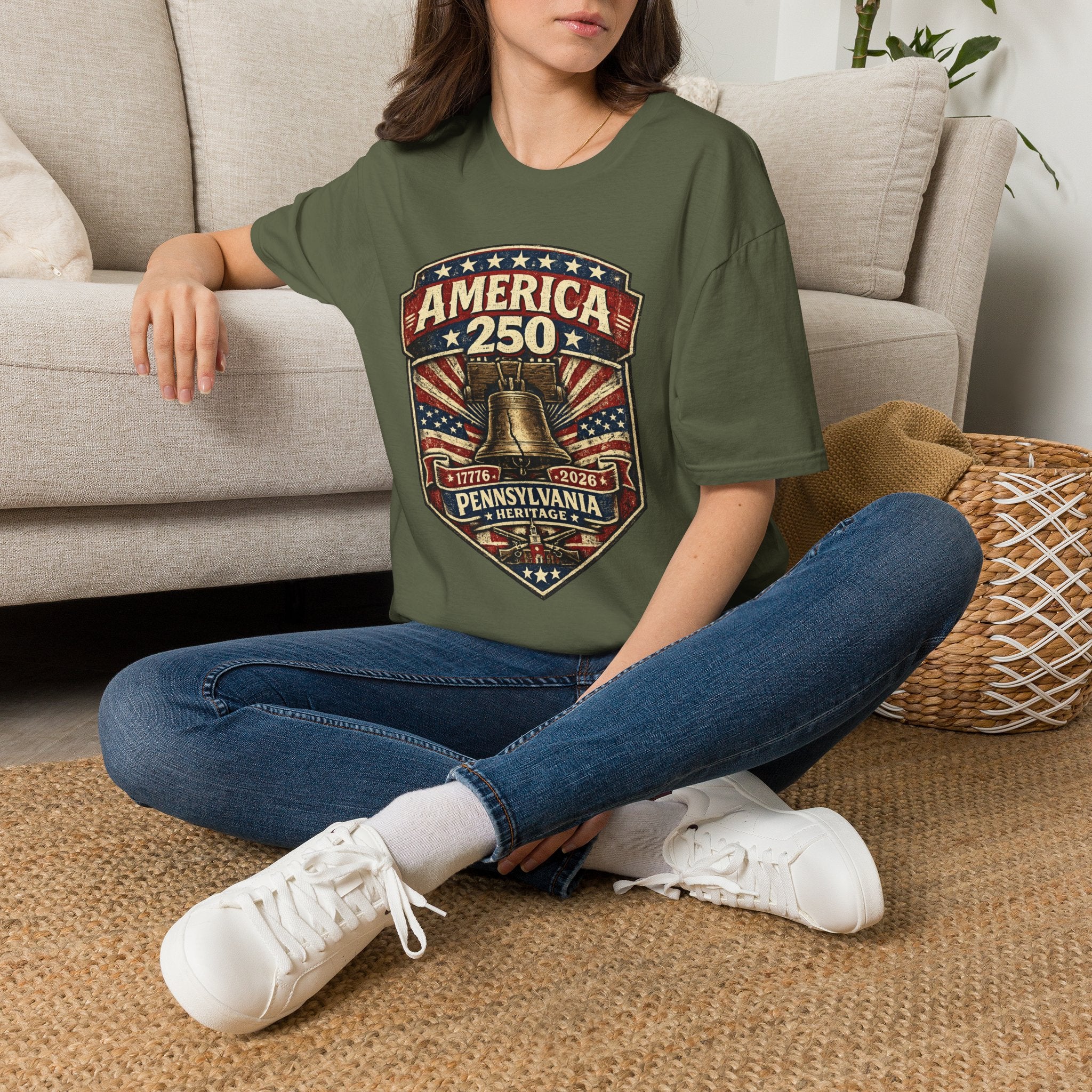 Pennsylvania America 250 Shirt — Vintage Liberty Bell Heritage Crest Tee