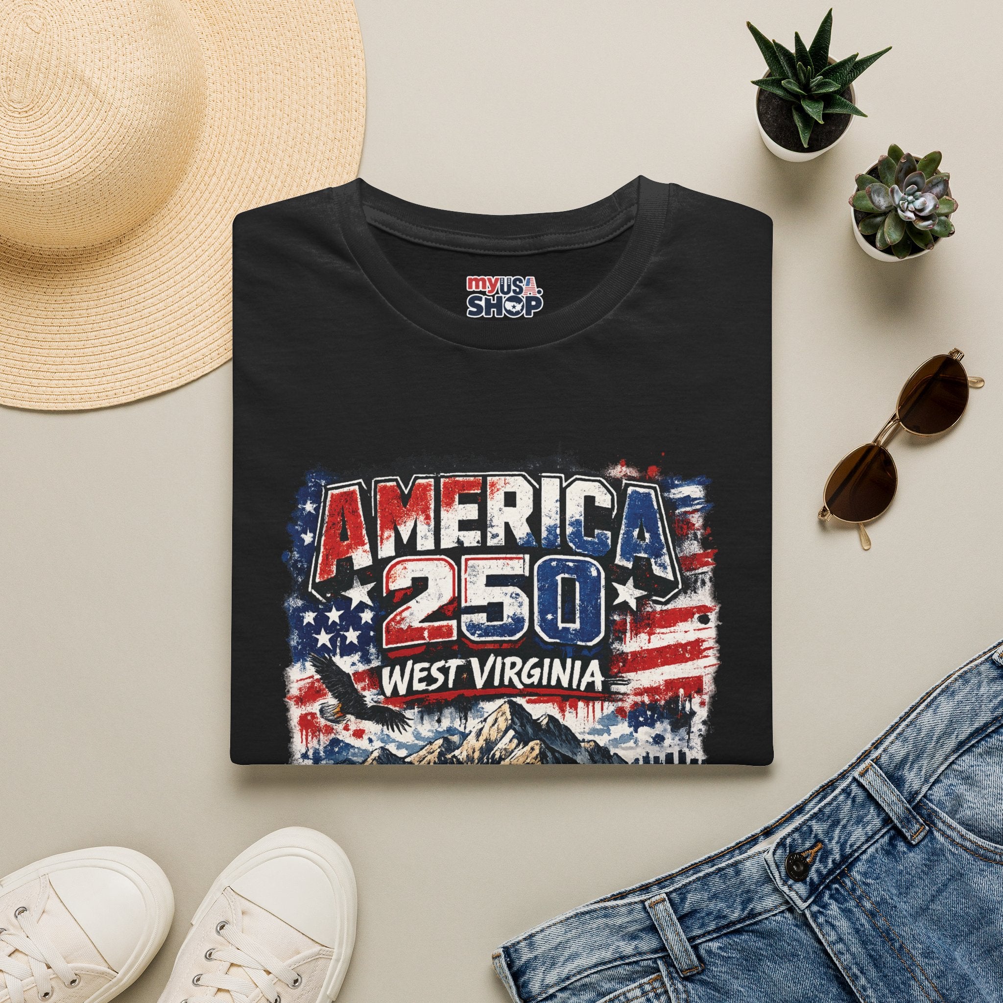 America 250 West Virginia T‑Shirt — 1776–2026 Patriotic USA Anniversary Tee