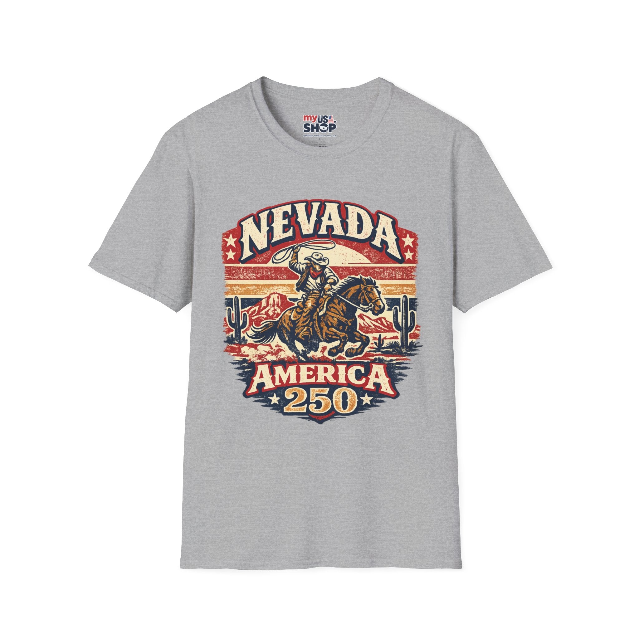 America 250 Nevada Rodeo Vintage T‑Shirt — Western Cowboy Graphic