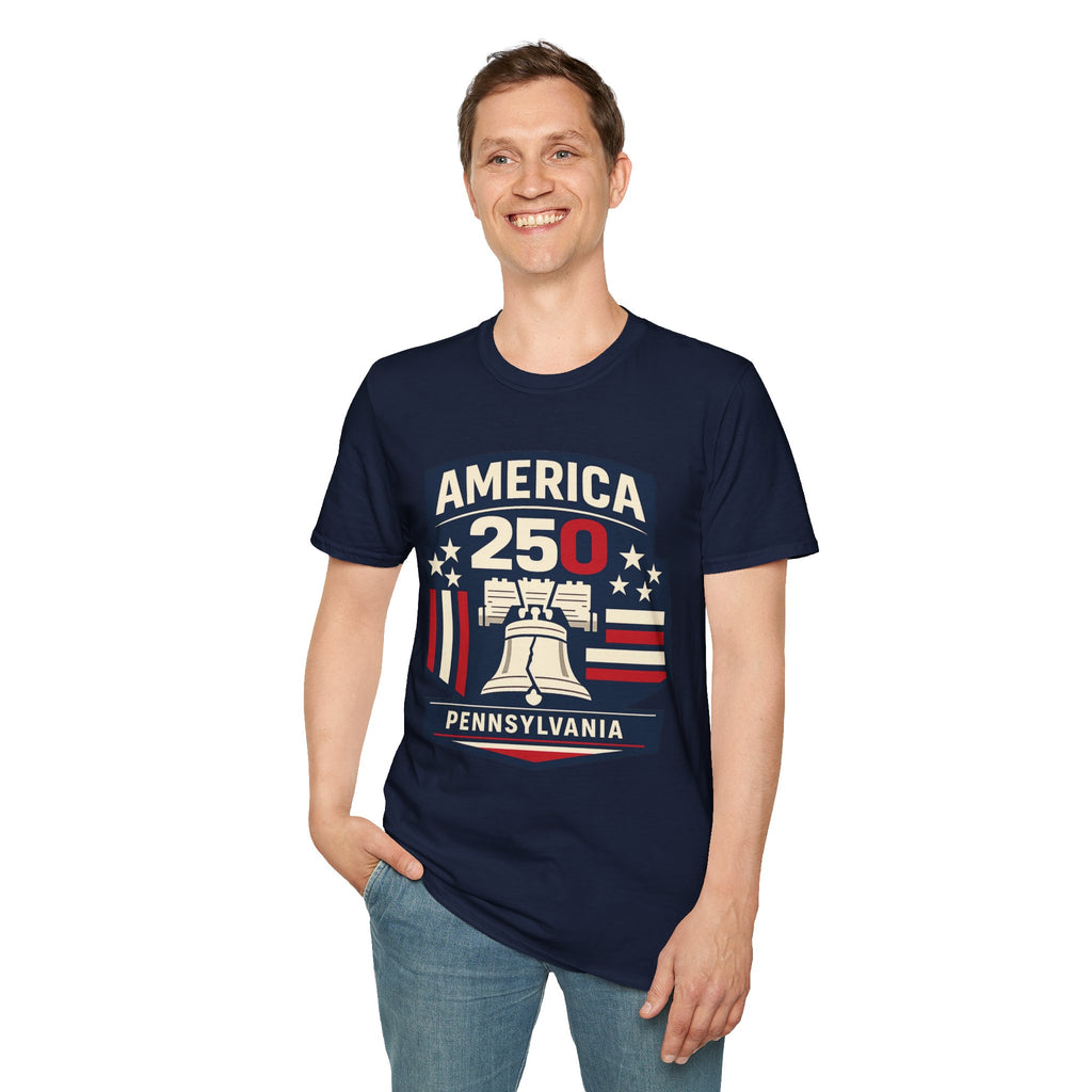 Pennsylvania America 250 Shirt — Modern Minimal Patriotic Badge Tee